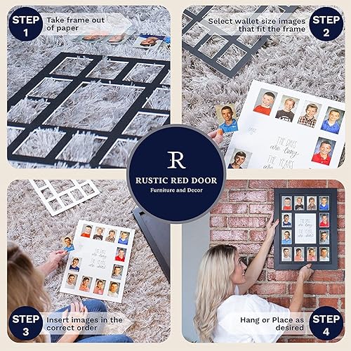 Miniatura 4 de Rustic Red Door Co - Marco de fotos de madera recuperada para años escolares con paspartú, marco de madera de 11 x 14 pulgadas, tapete de collage de
