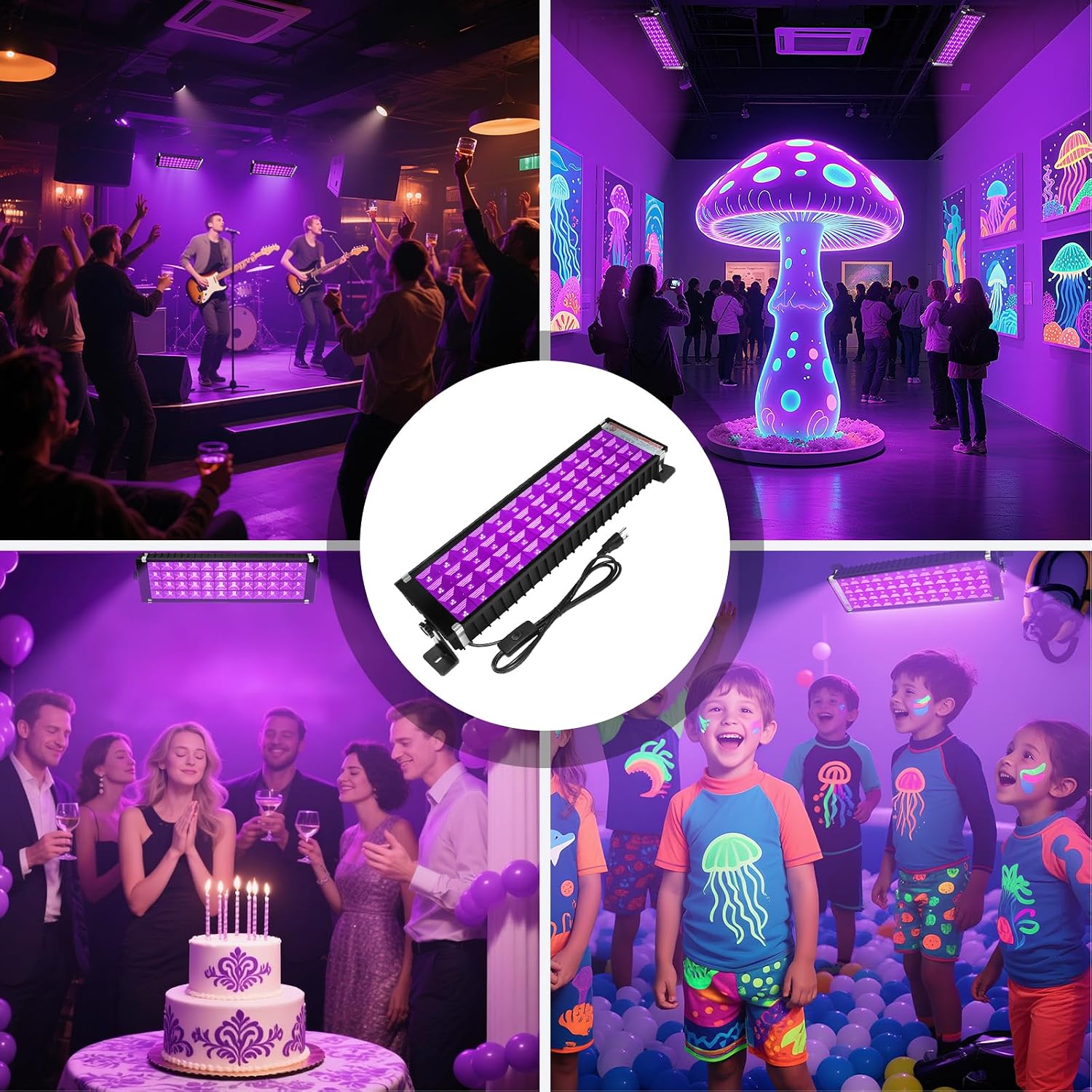 1 Pack 120W LED Black Light, Upgraded Blacklight, Black Lights for Neon Glow Party, Fluorescent Poster,Birthday,with 9.8ft Cord+Plug+Switch,IP66 Waterproof