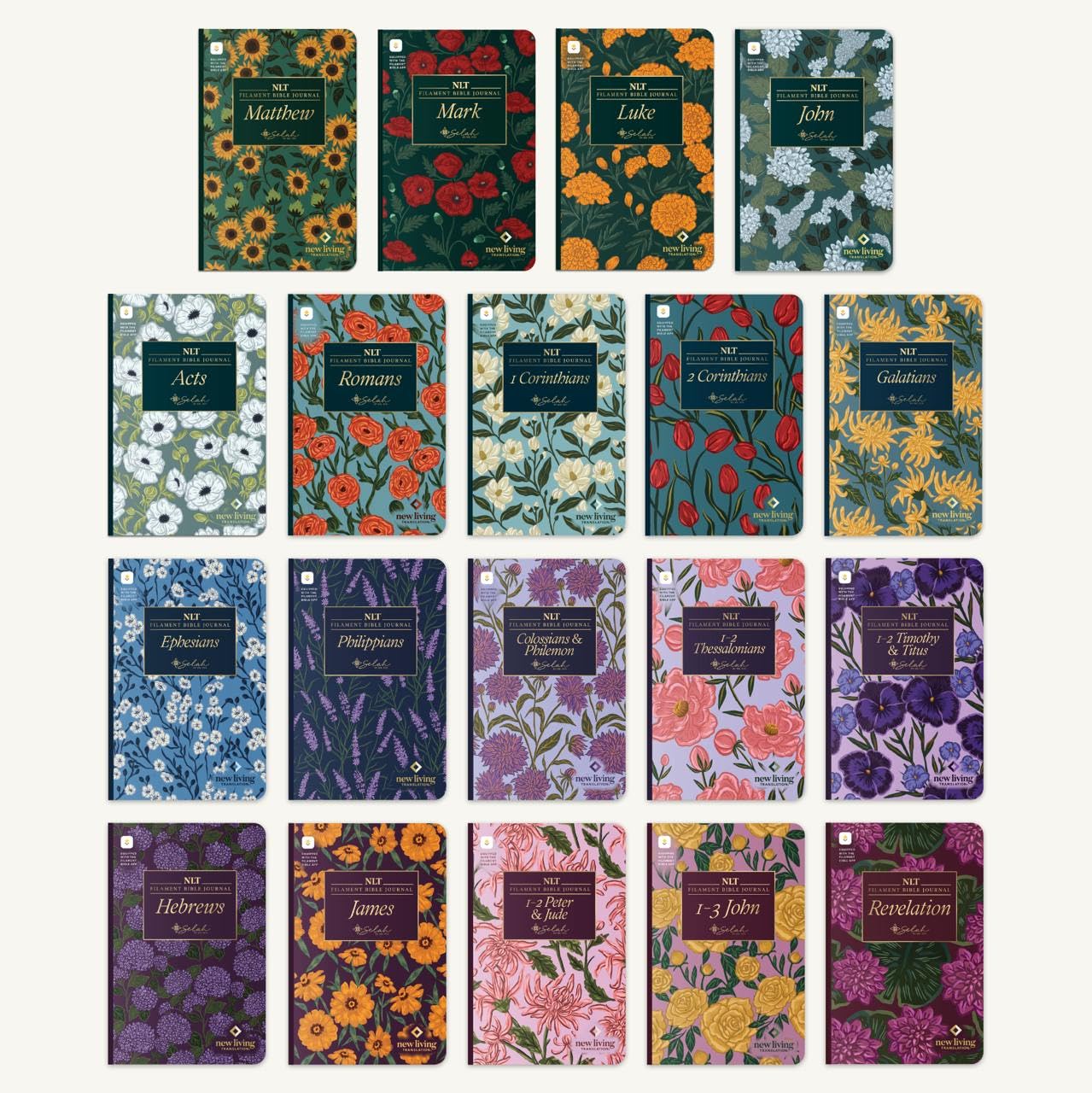Mr. Pen Selah New Testament Journal Set, 19 Books, NLT Translation, Gift for Women, Bible Journaling, Softcover with Notes Space, Filament App Compatible