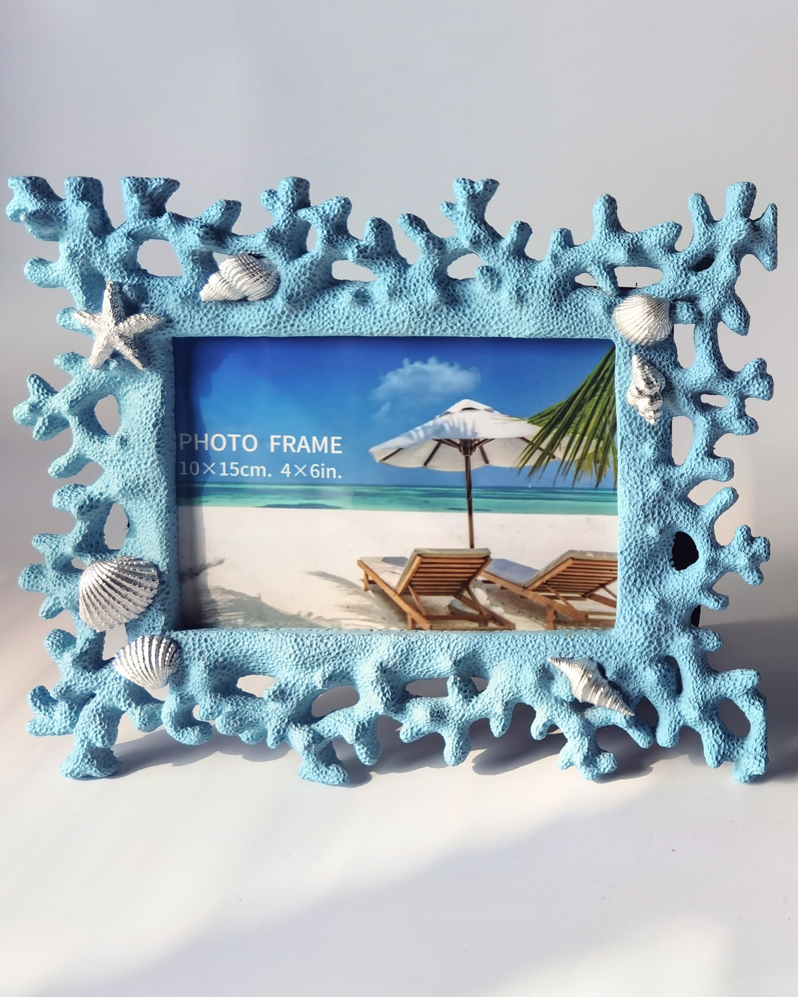 Amazon.com - ZASEUCI Blue Coral Photo Frame 4x6 – Coastal Resin