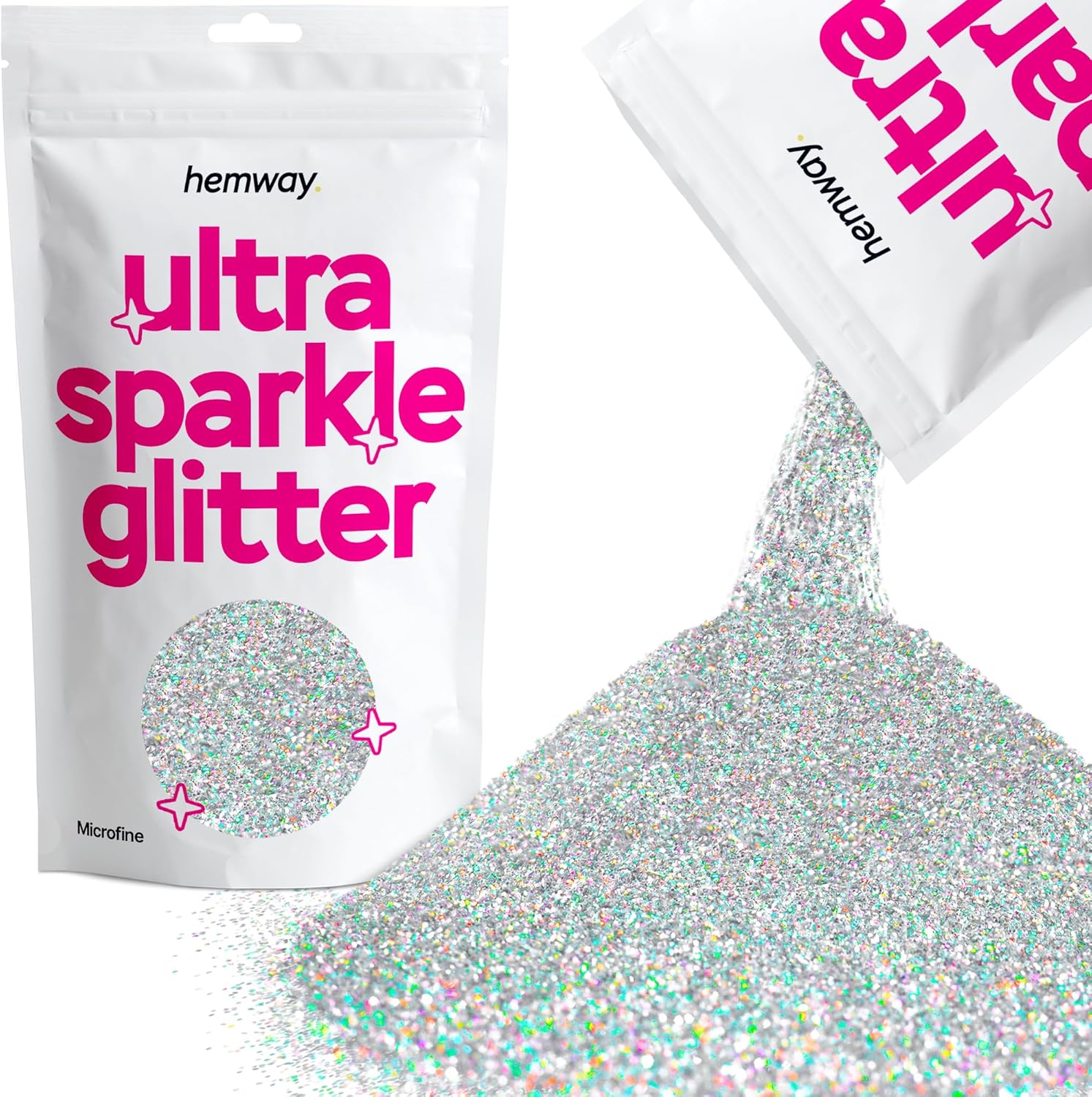 Hemway Premium Ultra Sparkle Glitter Multi-Purpose Metallic Flake for Nail Art, Cosmetic Graded, Makeup, Festival and Hair 100g / 3.5oz – Microfine (1/256 0.004 0.1mm) – Silver Holographic Hemway Premium Ultra Sparkle Glitter Multi-Purpose Metallic Flake for Nail Art, Cosmetic Graded, Makeup, Festival and Hair 100g / 3.5oz – Microfine (1/256 0.004 0.1mm) – Silver Holographic