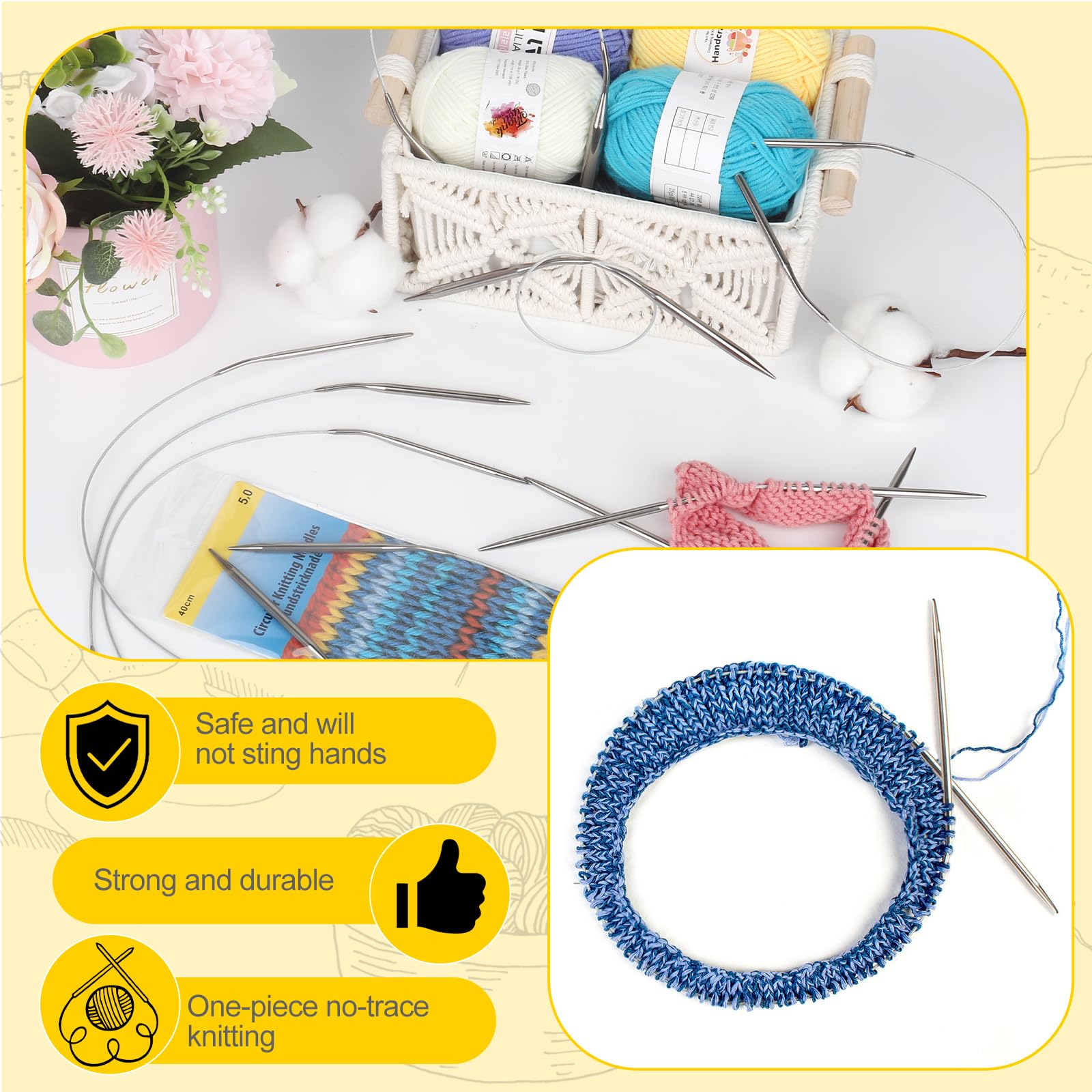 Aiguilles Métal Tricot Lot De 12 Aiguilles Circulaires Tricot Métal - 5 Tailles (2-4mm) - 21cm Aiguilles Circulaires Et Crochets