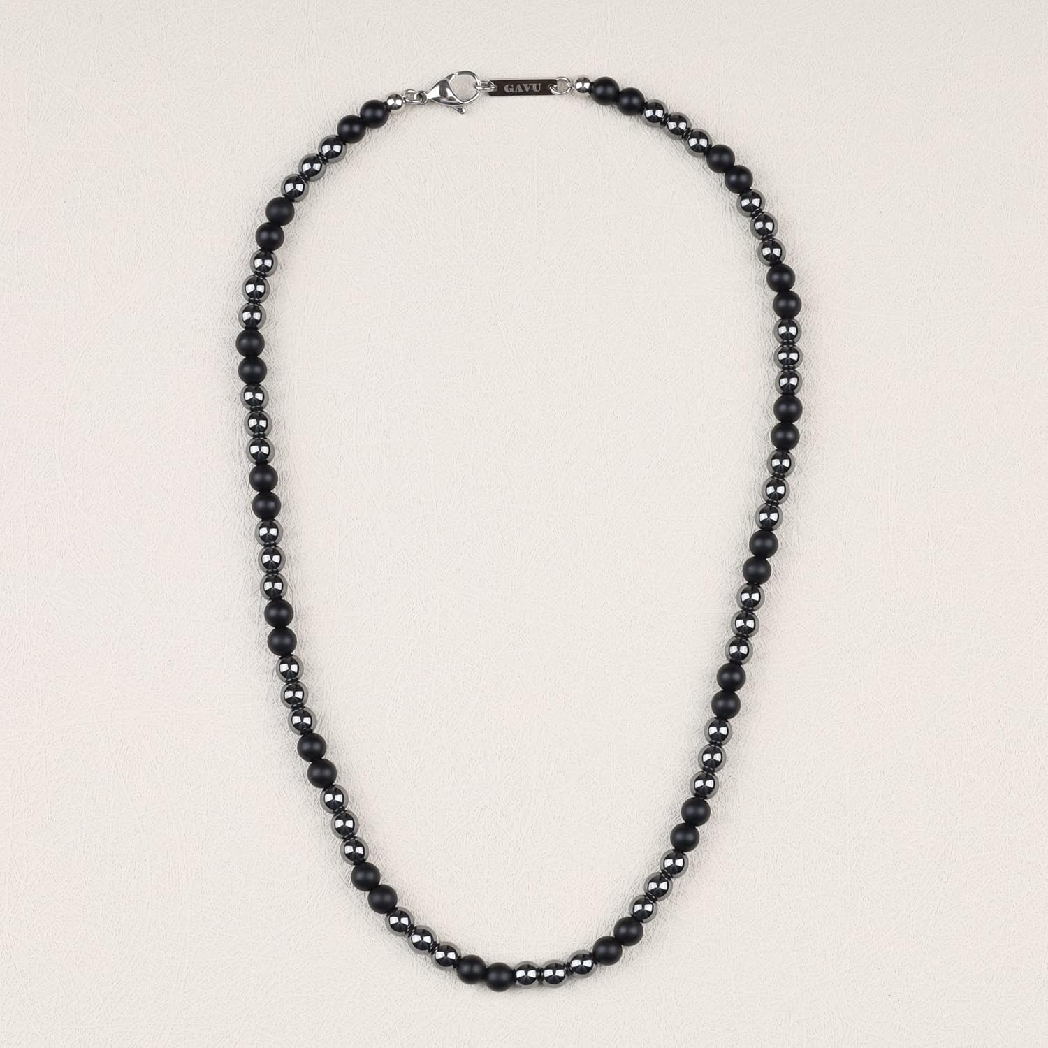 GAVU 6mm Men's Hematite Necklace Crystal Beaded Necklace for Men 20"/24" - Image 4