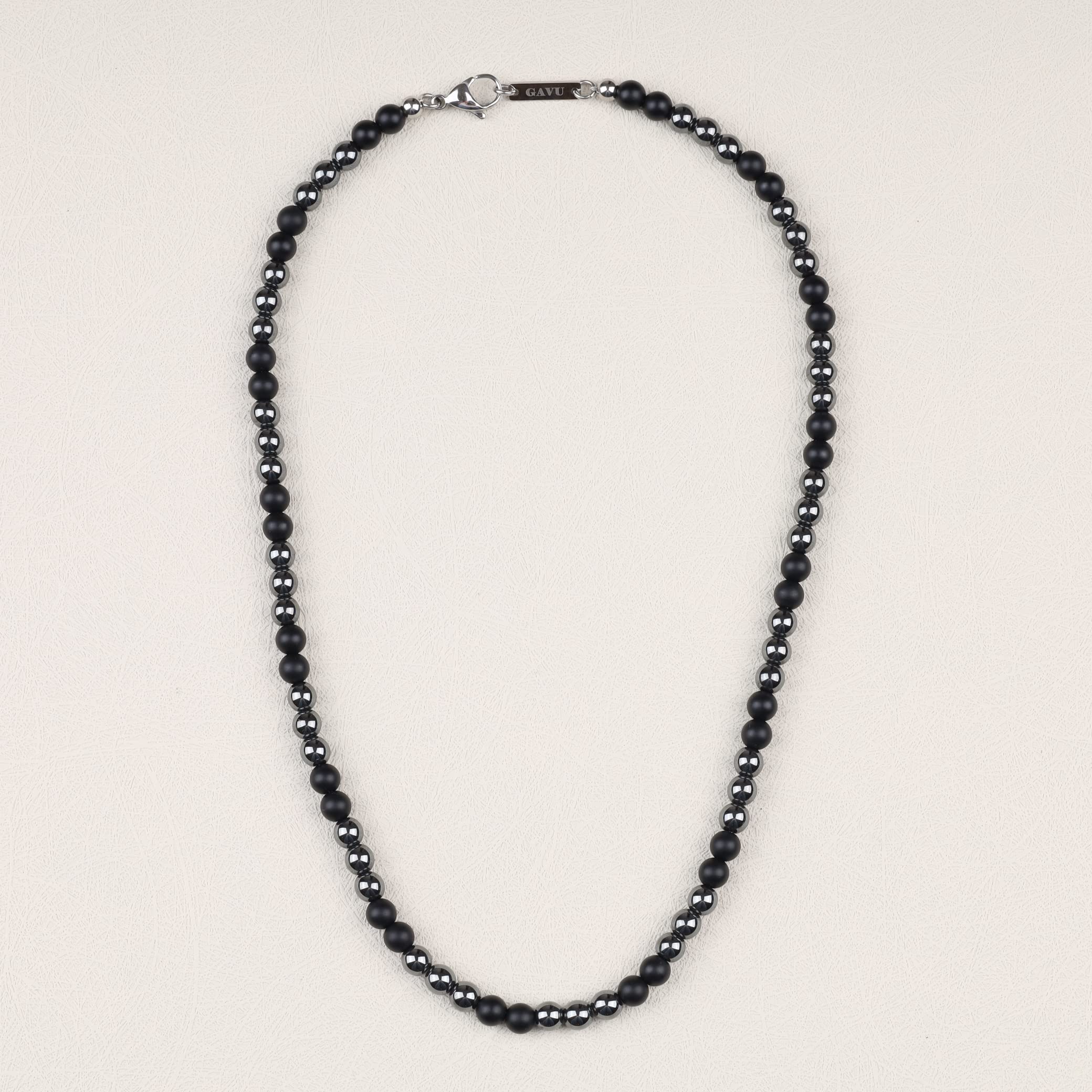 GAVU Collana da Uomo di Pietre Naturali e Cristalli, Collana di Perline di Ematite e Pietre Dure da Uomo