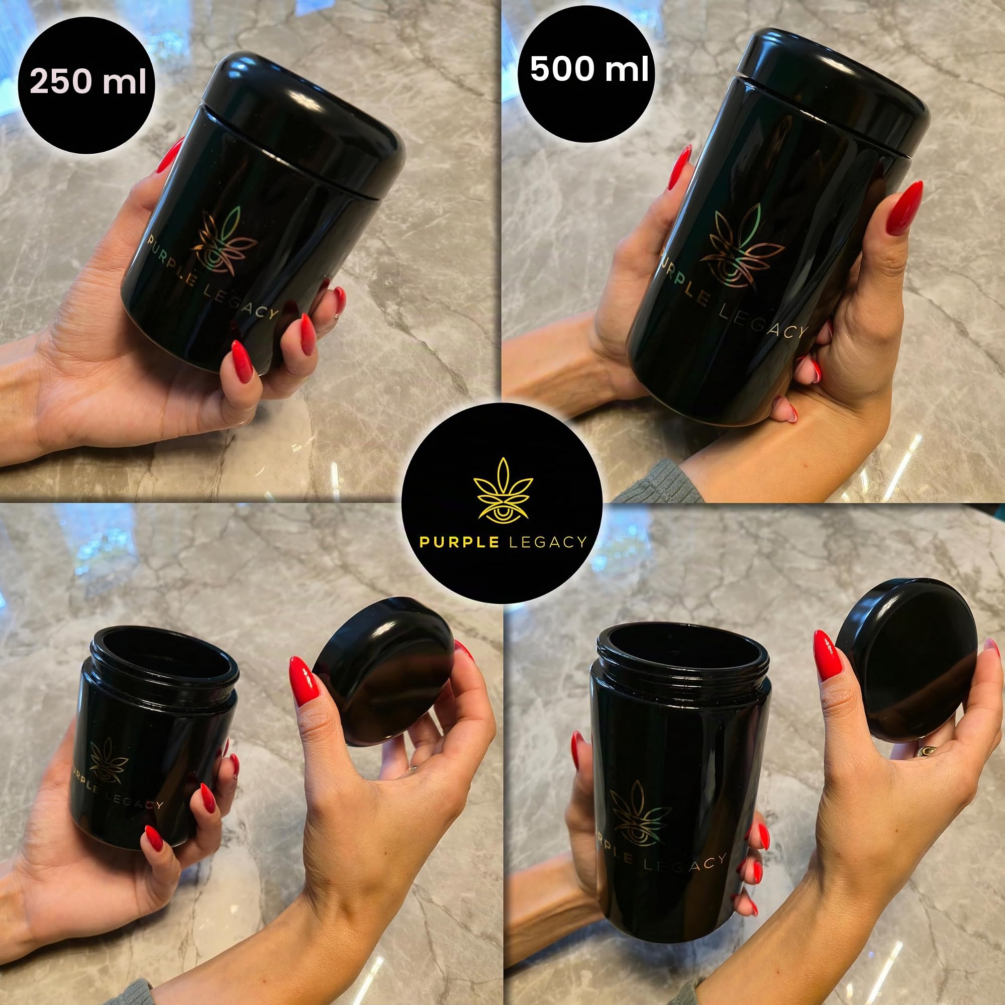 Tarro hermético de cristal violeta UV, recipiente hermético para hierbas, té, café, vidrio hermético, 1 versión de 250 ml