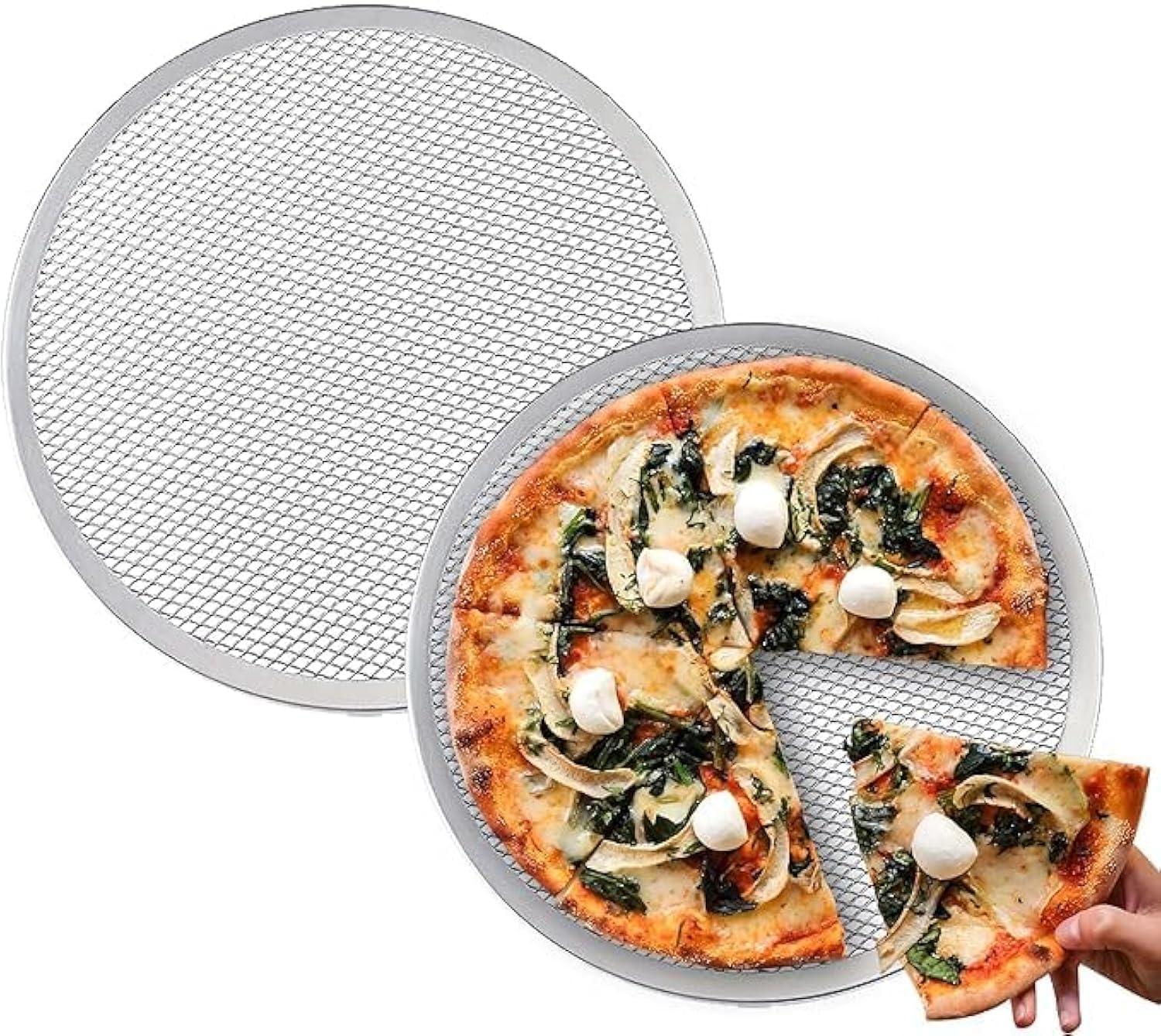 4 Pack 12 inch Pizza Screen for Oven Non Stick Pan with Holes, Aluminum Mesh Pizza Baking Trays for Kitchen, Seamless Rim