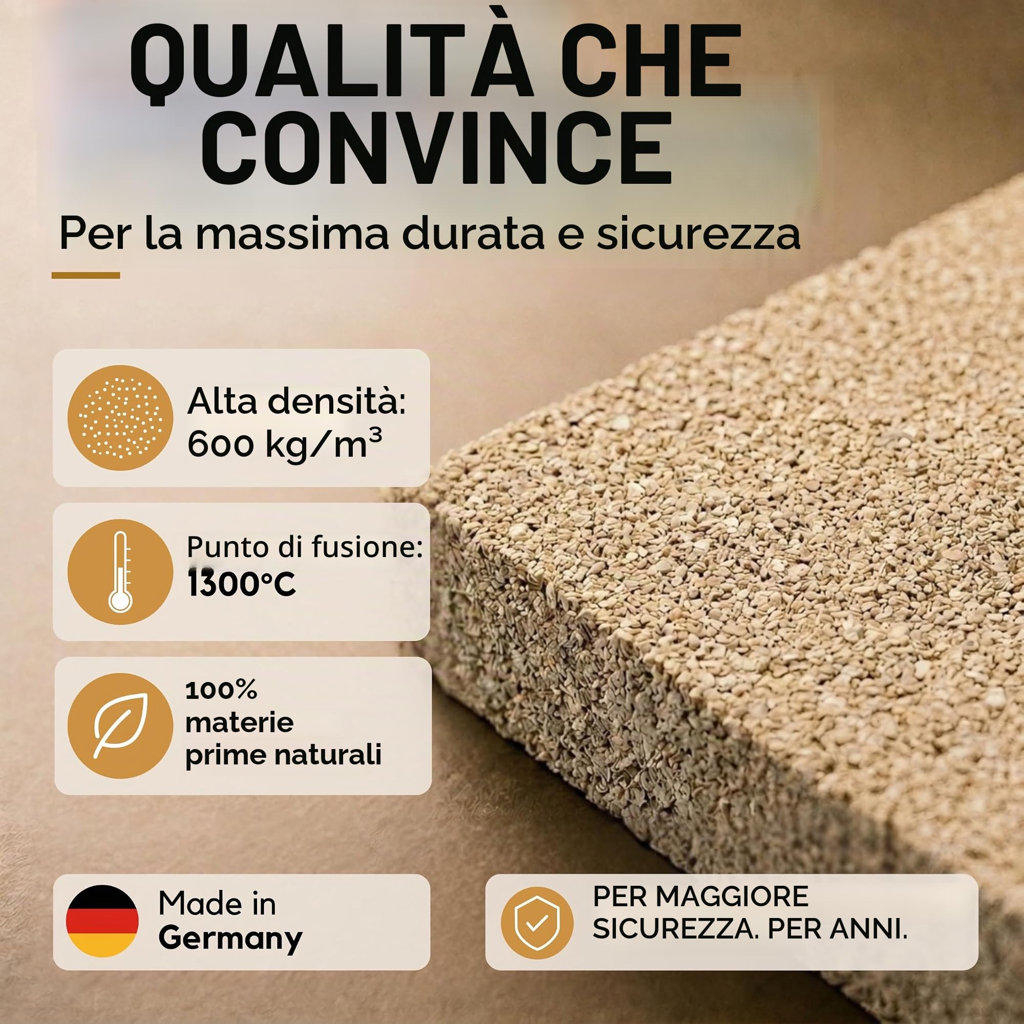 Pannelli di ricambio in vermiculite, 3 pezzi, 500 x 300 x 30 mm
