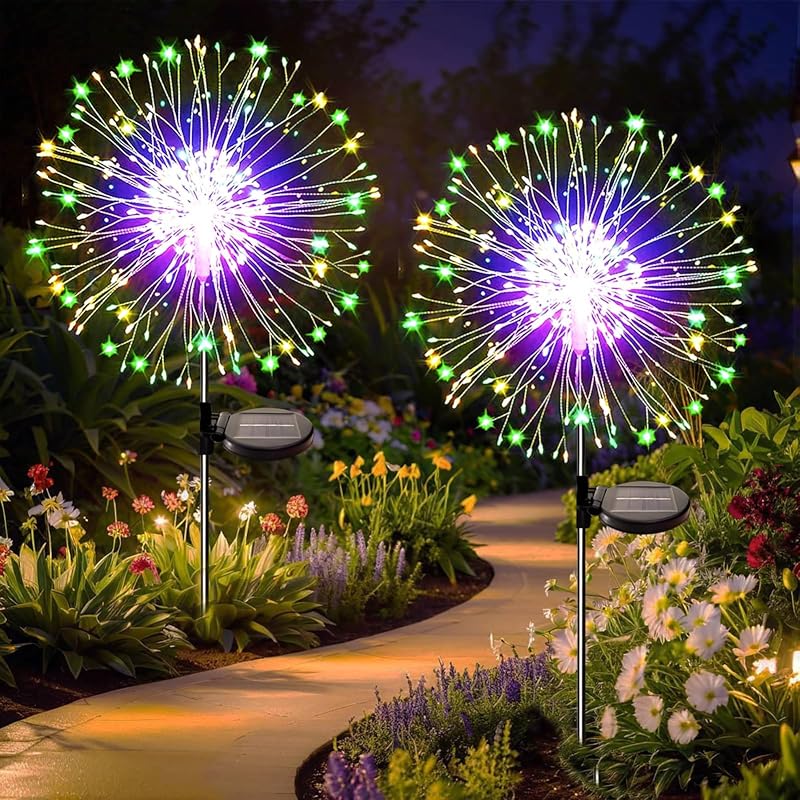 Dekofun Napelemes Kerti Lámpa Szett, 2 db 150 LED-es Pitypang Alakú Kültéri Világítás, 8 Üzemmód, Hajlítható, Vízálló, Terasz, Erkély, Virág
