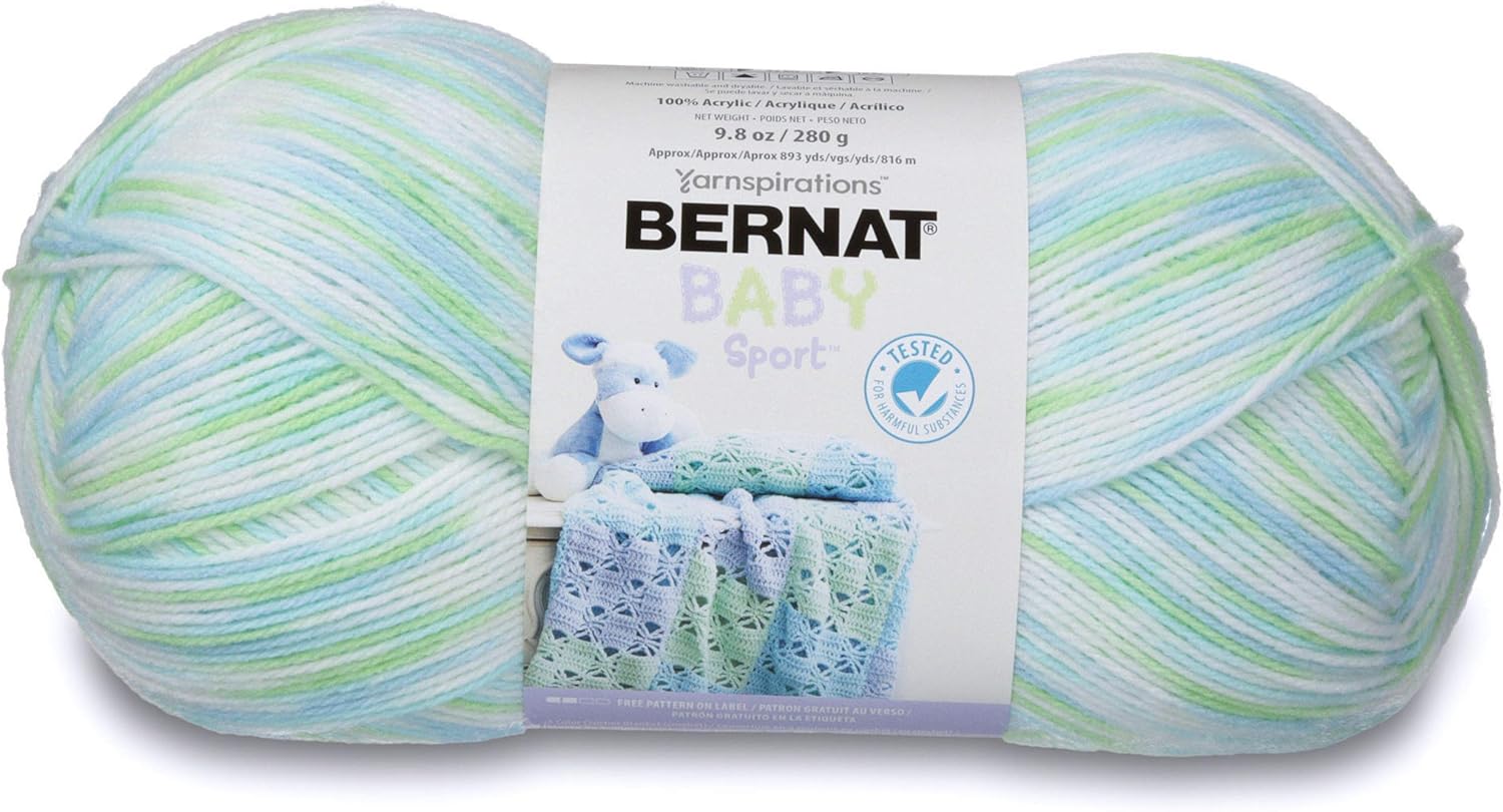 Bernat Baby Sport Big Ball Ombre Yarn, 9.8 oz, Gauge 3 Light, 100% Acrylic, Funny Prints