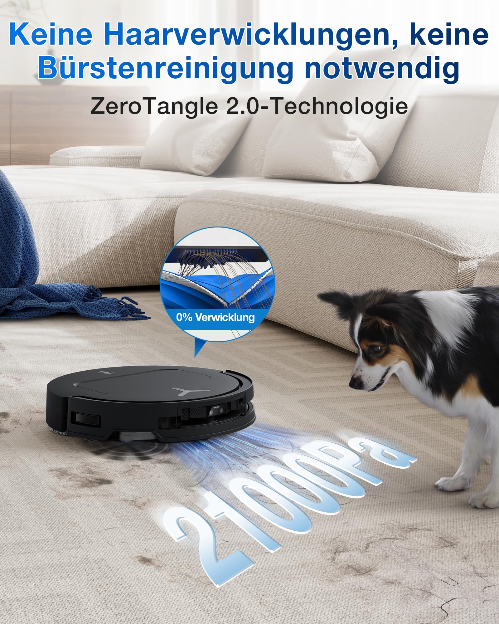 ECOVACS T50 Omni Gen2 Saugroboter mit Wischfunktion 21.000 Pa, ZeroTangle | Roboterstaubsauger, Ausziehbare Seitenbürste und Mopp, Moppwäsche mit 75°C heißem Wasser, All-in-One Station, Silberschwarz