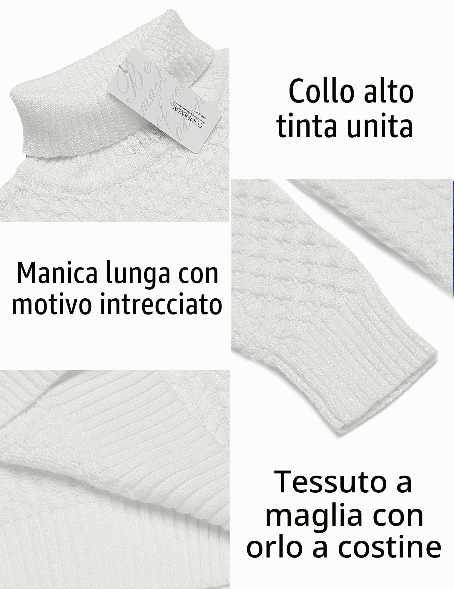 COOFANDY Maglione Uomo Collo Alto Maglione Dolcevita Elegante Maglia Lupetto Slim Fit Maglia Invernale