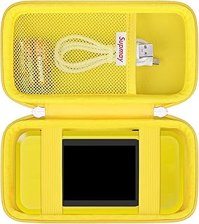 Supmay Hard Travel Case for My Arcade Atari Pocket Player Pro, Portable Video Game System Handheld Game Protection Case with Mesh Pocket for Batteries and USB-C Cable, Yellow
