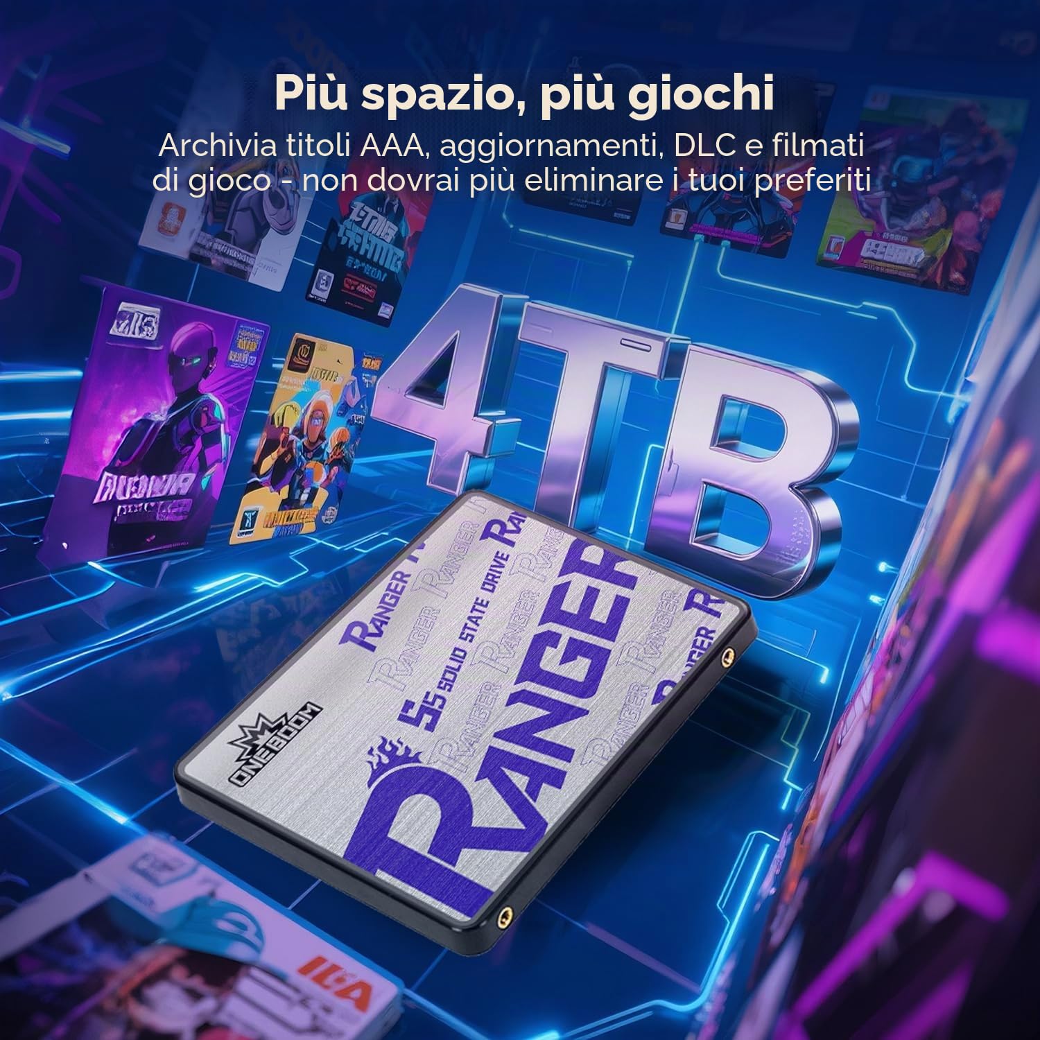 KingSpec OneBoom SSD 512GB SATA III 2,5 pollici Interno - Velocità lettura 550MB/s, 3D TLC NAND, per PC/PS4/Laptop (Codice: S5-512GB)