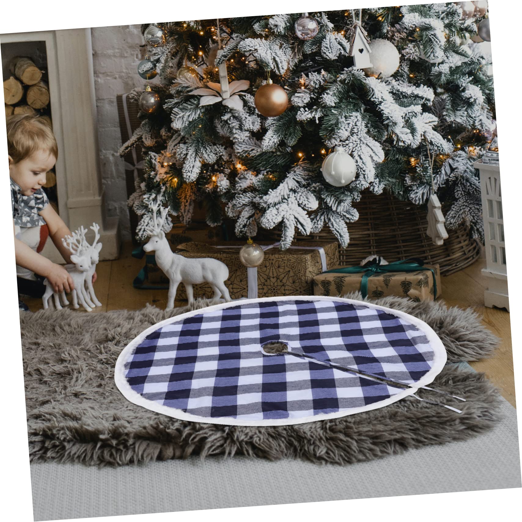 PRETYZOOM 5 Pz Grembiule per albero di Natale Decorazioni natalizie albero natale artificiale gonna per la decorazione dell'o di festa di Grembiule natalizio poliestere