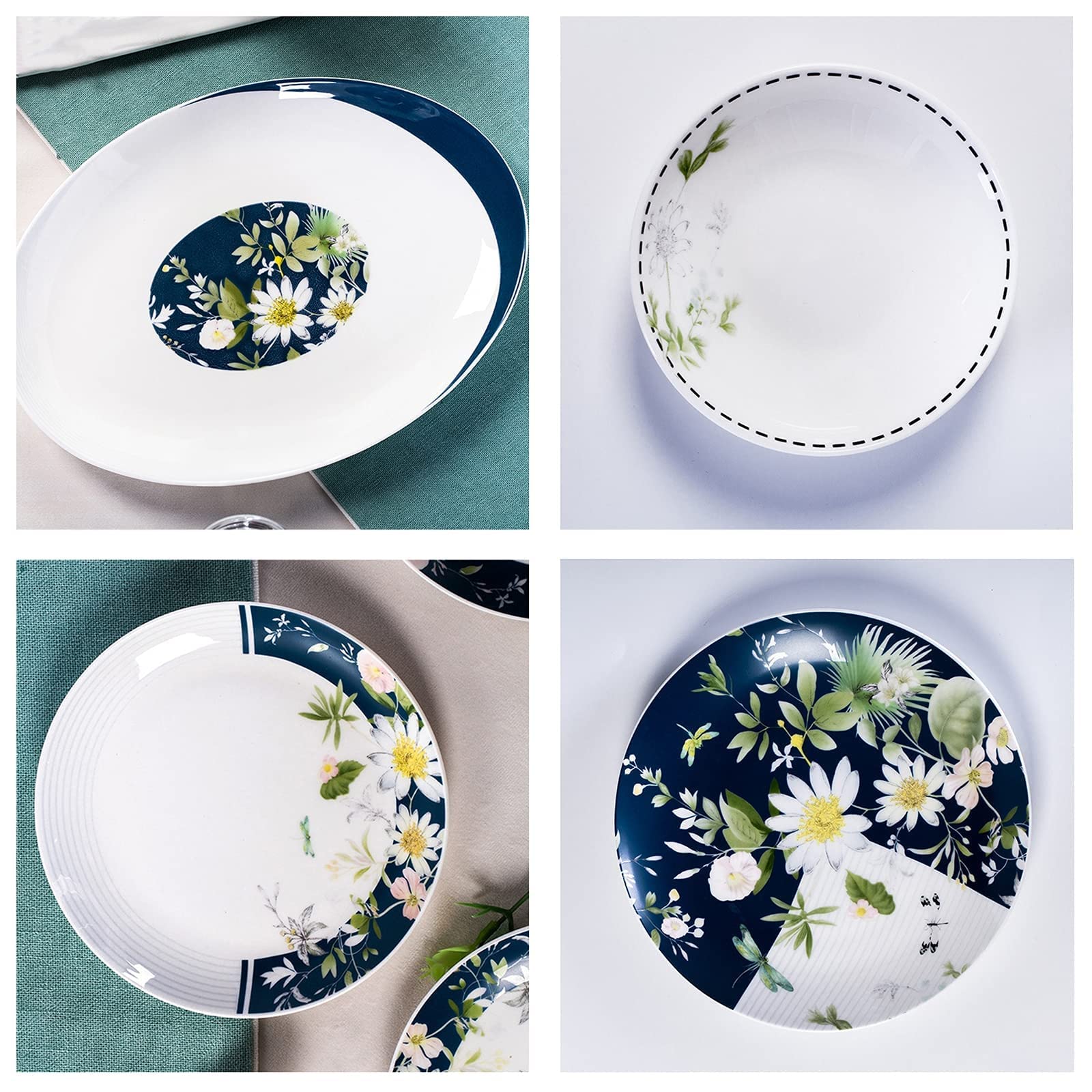 Zestaw Naczyń Ceramicznych W Stylu Retro, Piękny Zestaw Porcelany W Kolorze Niebieskim I Białym, Idealny Na Domowe Przyjęcie, Wesele, Hotel, Boże Narodzenie