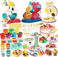 Kaelinda 77 Pcs 4-in-1 Playdough Set for Kids 2-8: Ice Cream, Noodle, Cake & Hamburger Makers - Kitchen Toys Gift Boys Girls