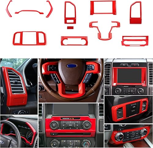 Miniatura 8 de JeCar Kit de adornos de decoración interior para Ford F150 2015-2020 Volante y consola central, tablero de instrumentos y cubierta de ventilación de