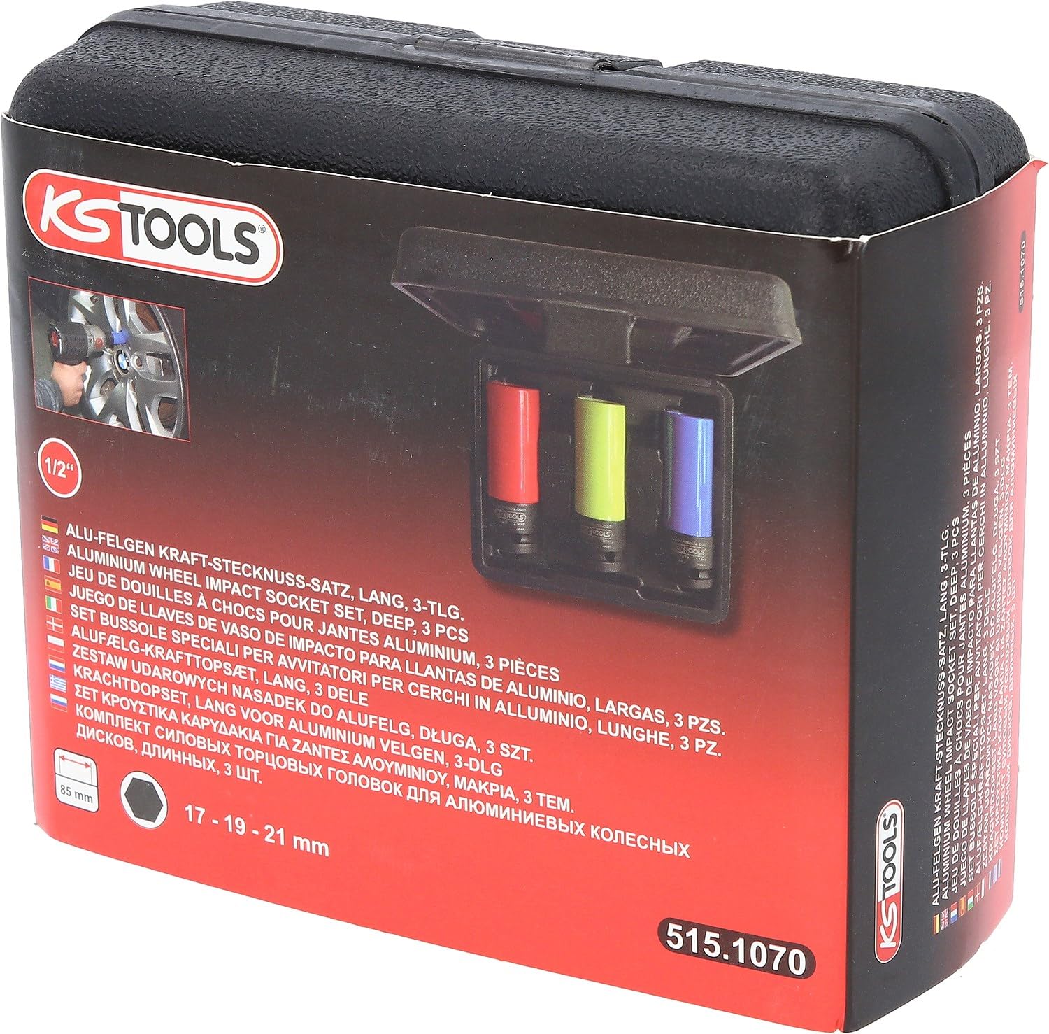 KS Tools 515.1070 1/2"Zestaw gniazd silowych do alu-felg 3-szt, 17-21mm