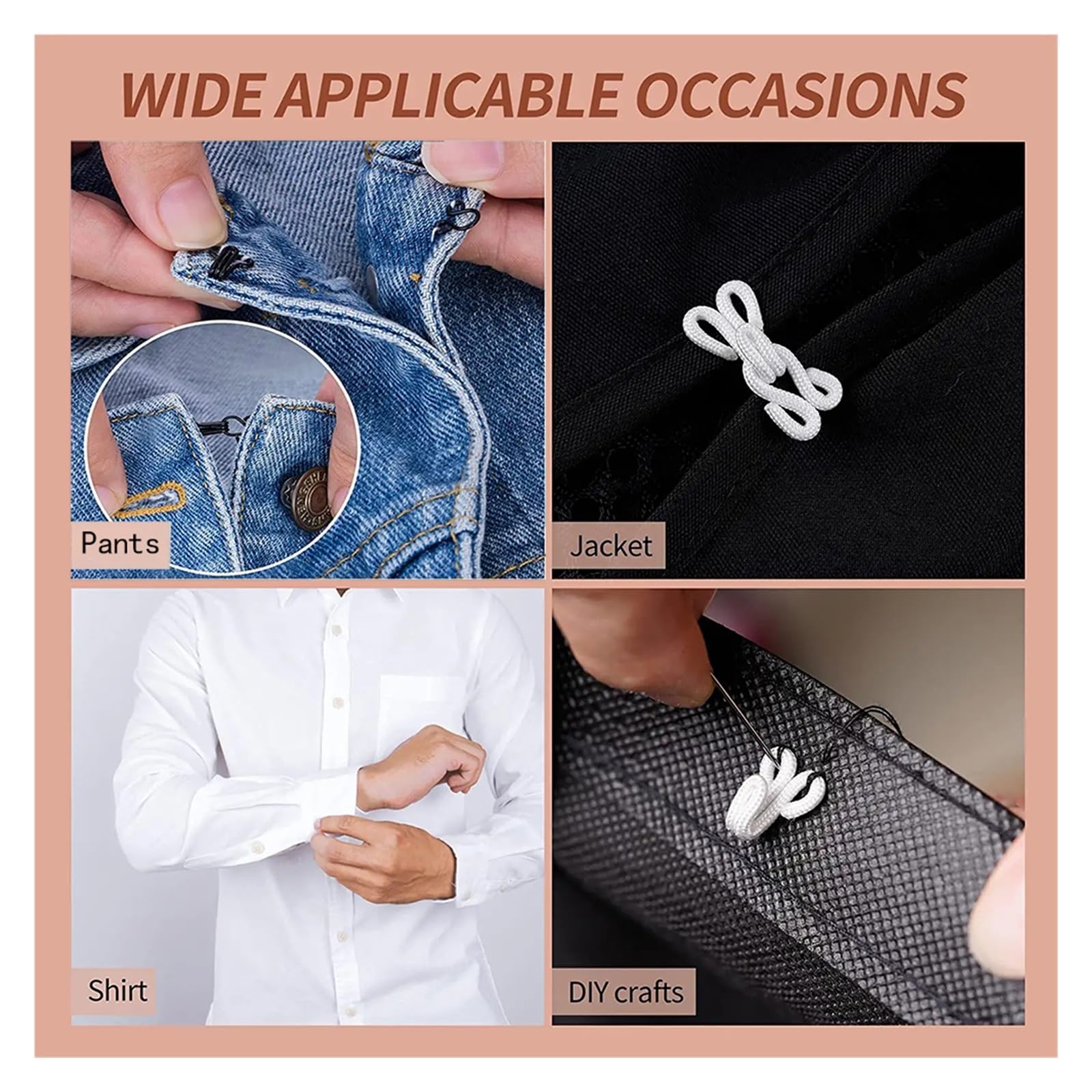 SEWACC 100 Pezzi Ganci E Occhielli Metallici Per Cucito – Chiusure Per Reggiseno, Pantaloni, Gonne E Corsetti – Kit Fai Da Te - 3