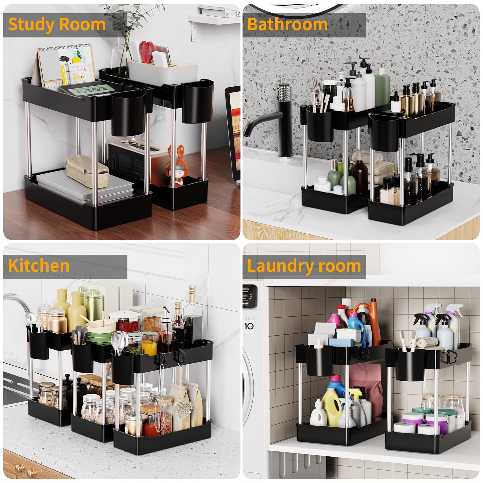 Altdnmaf 3 Pack Under Sink Organiser for Kitchen Storage & Organisation, 3 Sizes Cleaning Cupboard Organiser - Image 4