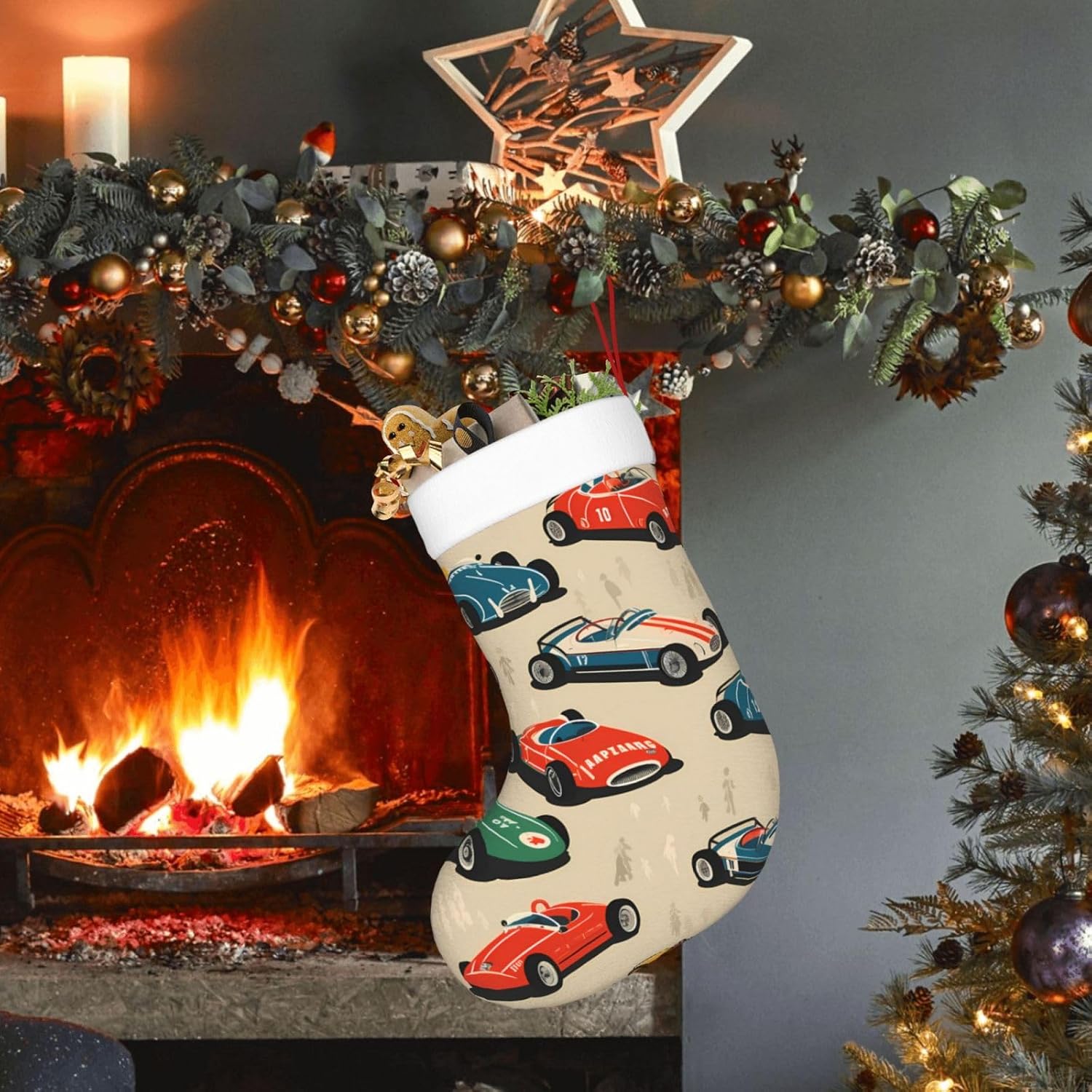 Christmas Stocking Hanging Xmas Stockings Fireplace Decorations Socks for Family New Year Holiday Party Gift image 5