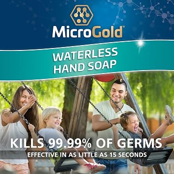 MicroGold Alcohol Free Hand Sanitizer and Waterless Foaming Antibacterial Soap Kills 99.9% of Germs, Made in the USA, 4 Fl Oz (Pack of 1)