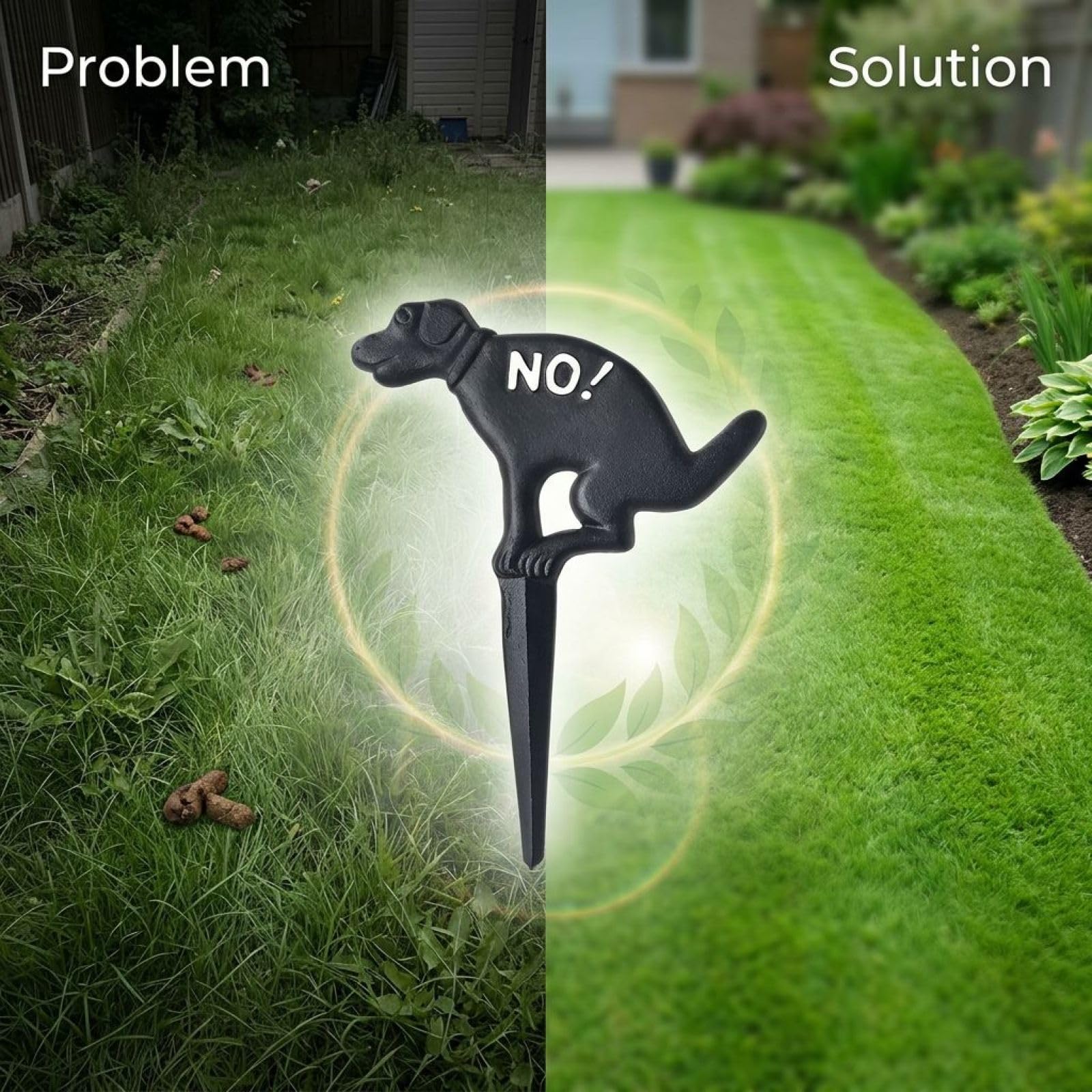 2 Stk. Metallschilder für den Garten, Kein-Hundekot-Schild mit Hund, niedliches Gartenstecker-Warnschild, 20 x 27 cm, 0,85 cm stark, schwarzer Gusseisen-Look, für einen sauberen Rasen