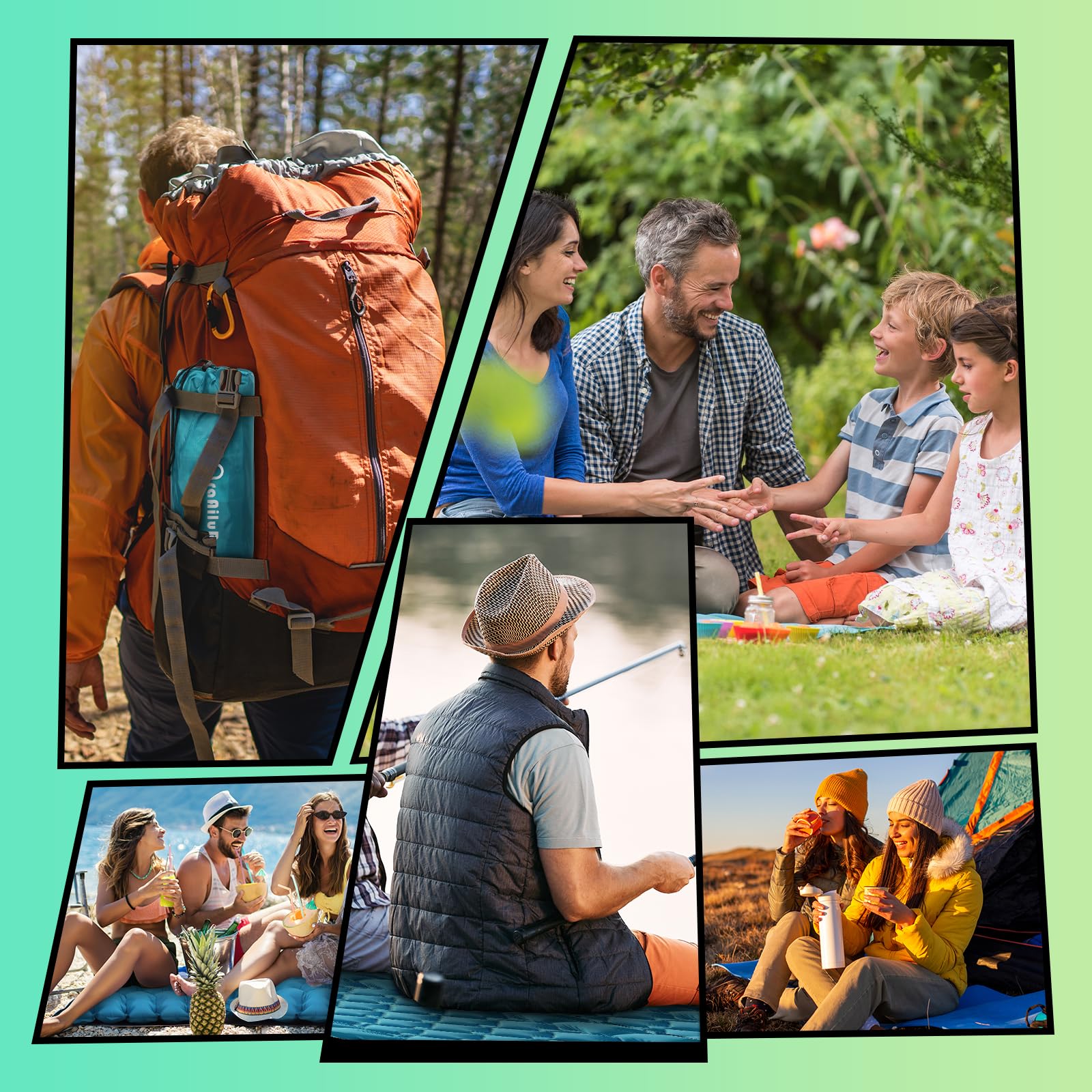 Materac Kempingowy | Wbudowana pompka nożna, szybkie pompowanie, lekki i przenośny, na podróż, camping, trekking