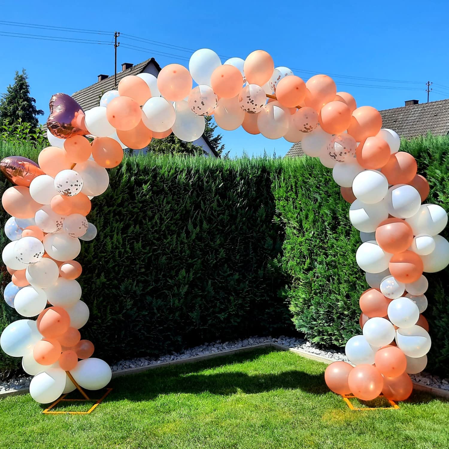 Arco de Globo Redondo, Anillo de Arco de Globo, Uso Interior y Exterior, Dorado Diametro 2.7M, para Decoracion de Cumpleaños, Bodas, Aniversarios