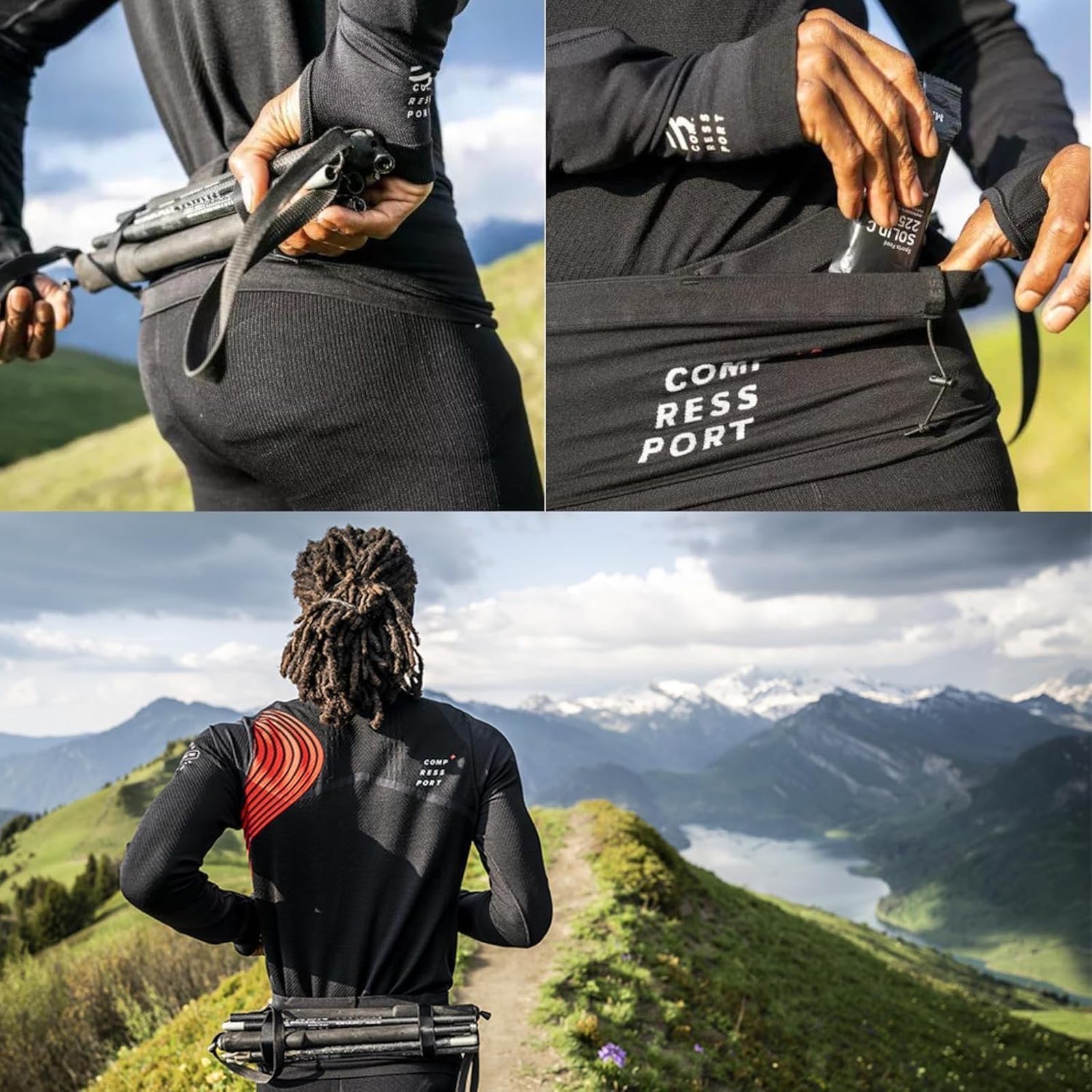 Compressport Free Belt Pro Cinturón para Correr Ultra Ligero Transpirable Sin Rebote Negro