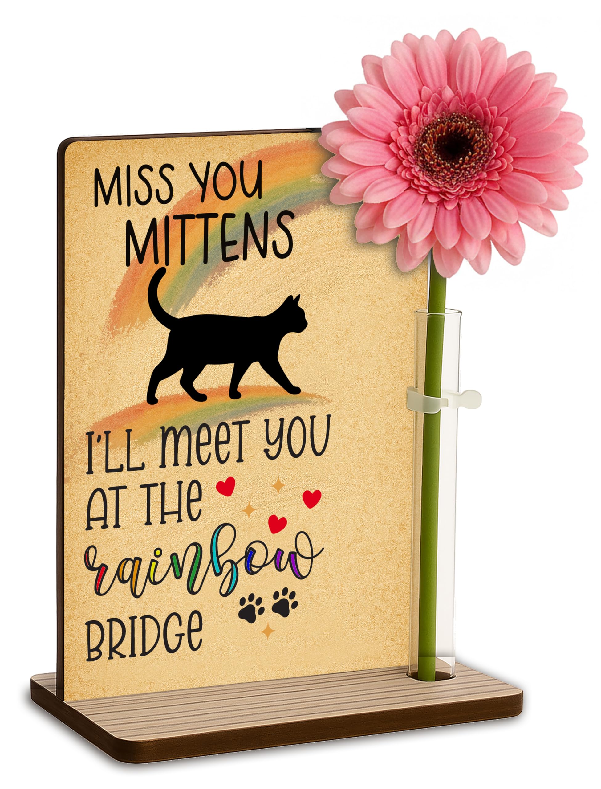 Personalised Pet Memorial Freestanding Photo Plaque Dog Memorial Cat Memory Frame Pet Bereavement Gift (Rainbow Bridge Cat)