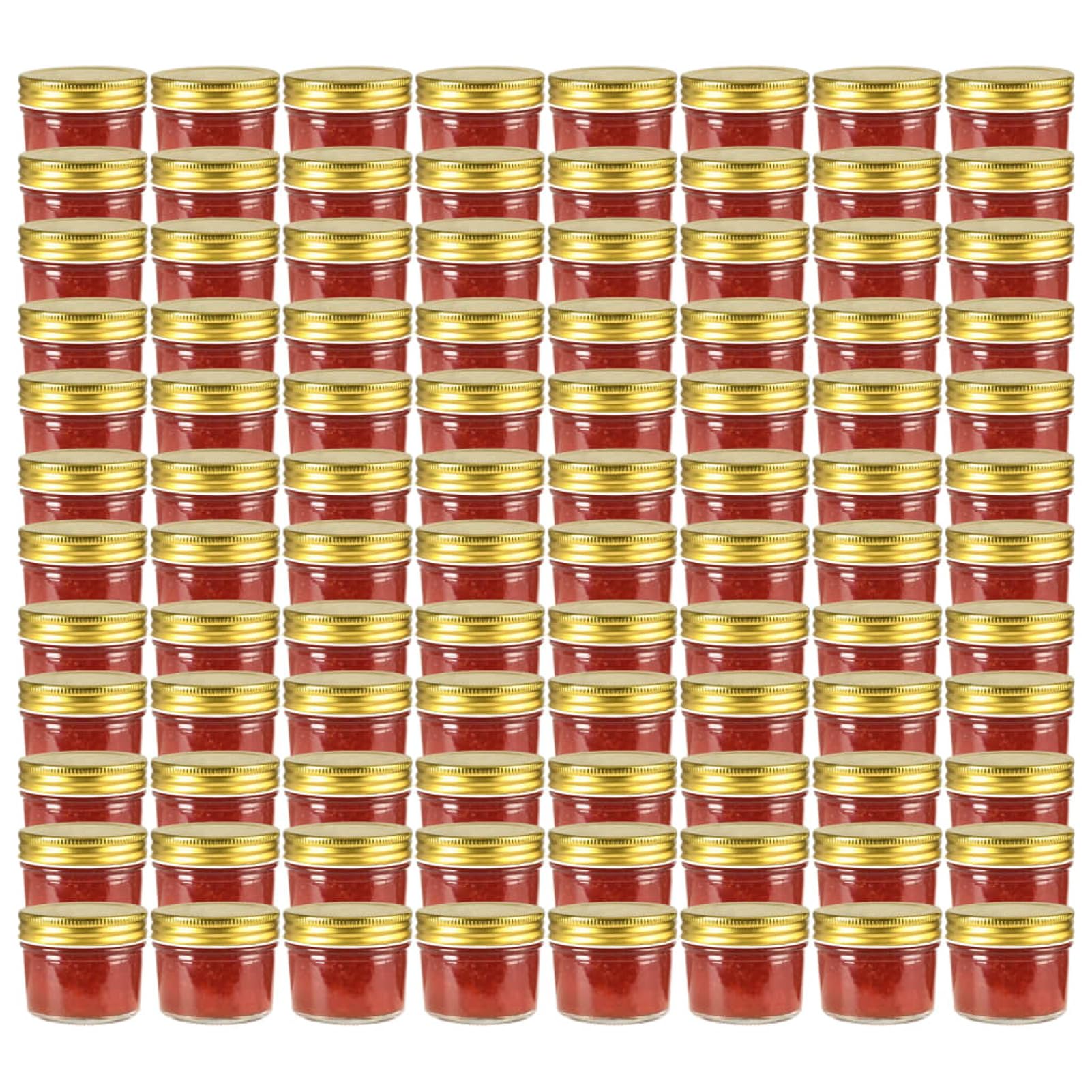 Vasi per Marmellata in Vetro Coperchio Oro 96 pz 110 ml,Vasetti di Vetro per Conserve- Ermetici - Lavabili in Lavastoviglie - Ideali da Regalare