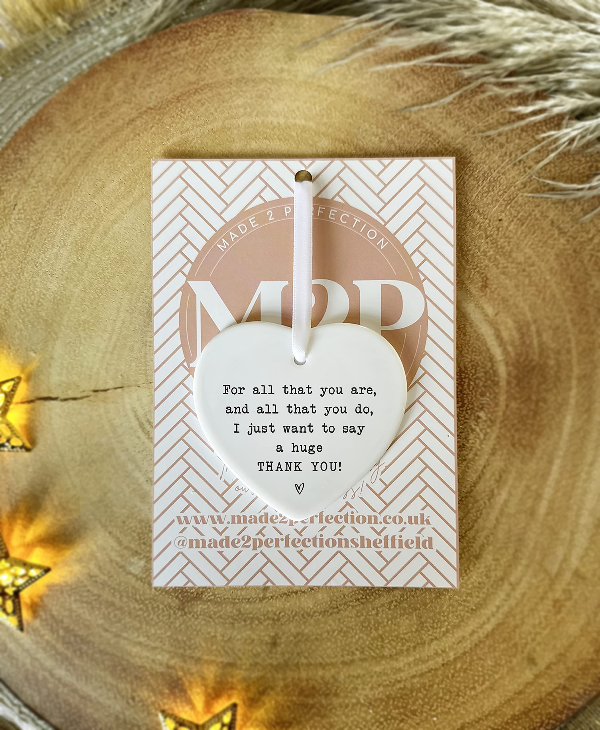 Thank You Ceramic Heart Keepsake - “For All That You Are…” Appreciation Gift - Hanging Ornament - 8cm x 7cm - Image 4