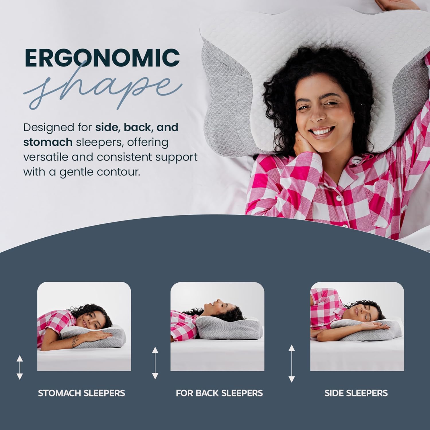 IWS I WANNA SLEEP Cervical Original Neck Plus Charcoal Premium Ergonomic Memory Foam Activated Charcoal Hypoallergenic Pillow for Neck and Back Pain Relief – Orthopedic Pillow - Image 8