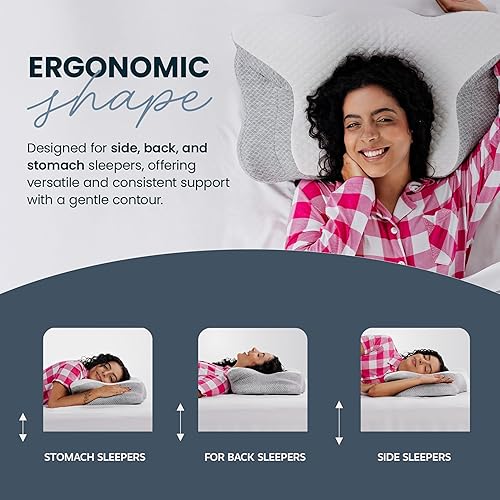 Miniatura 8 de IWS I WANNA SLEEP Cervical Original Neck Plus Charcoal Premium - Almohada ergonómica de espuma viscoelástica de carbón activado hipoalergénica para