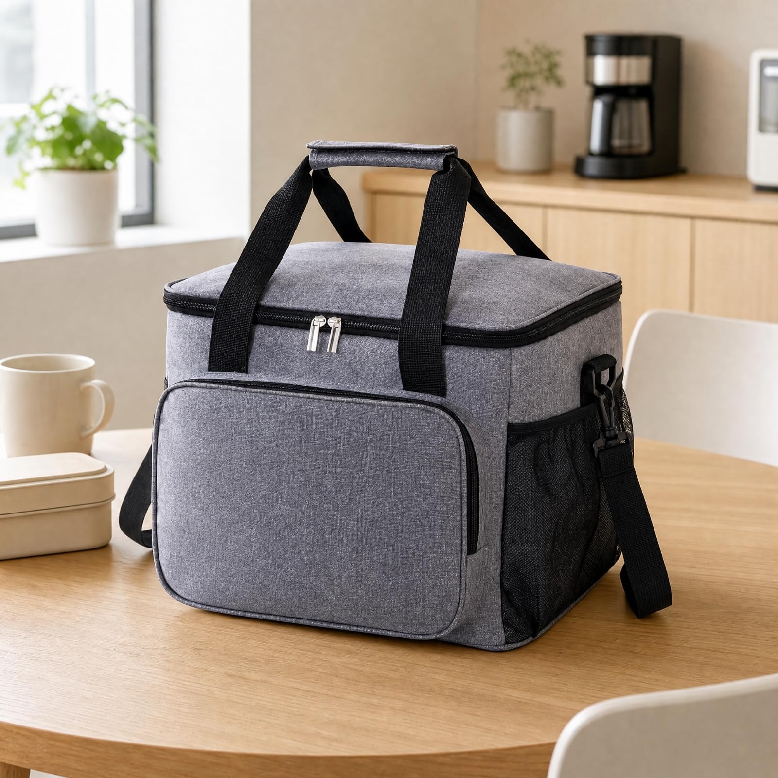 Amagogo c à Déjeuner Isotherme 25 Grande Capacité c à Déjeuner Isotherme Poche Zippée Avant Résistant pr Déchirures pr Que-Nique, Bleu Marine, 25L