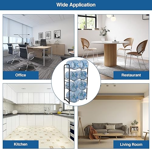 Miniatura 7 de Soporte para botellas de agua de 5 galones, estante para botellas de agua de 4 niveles para 8 botellas, estante de organización y almacenamiento