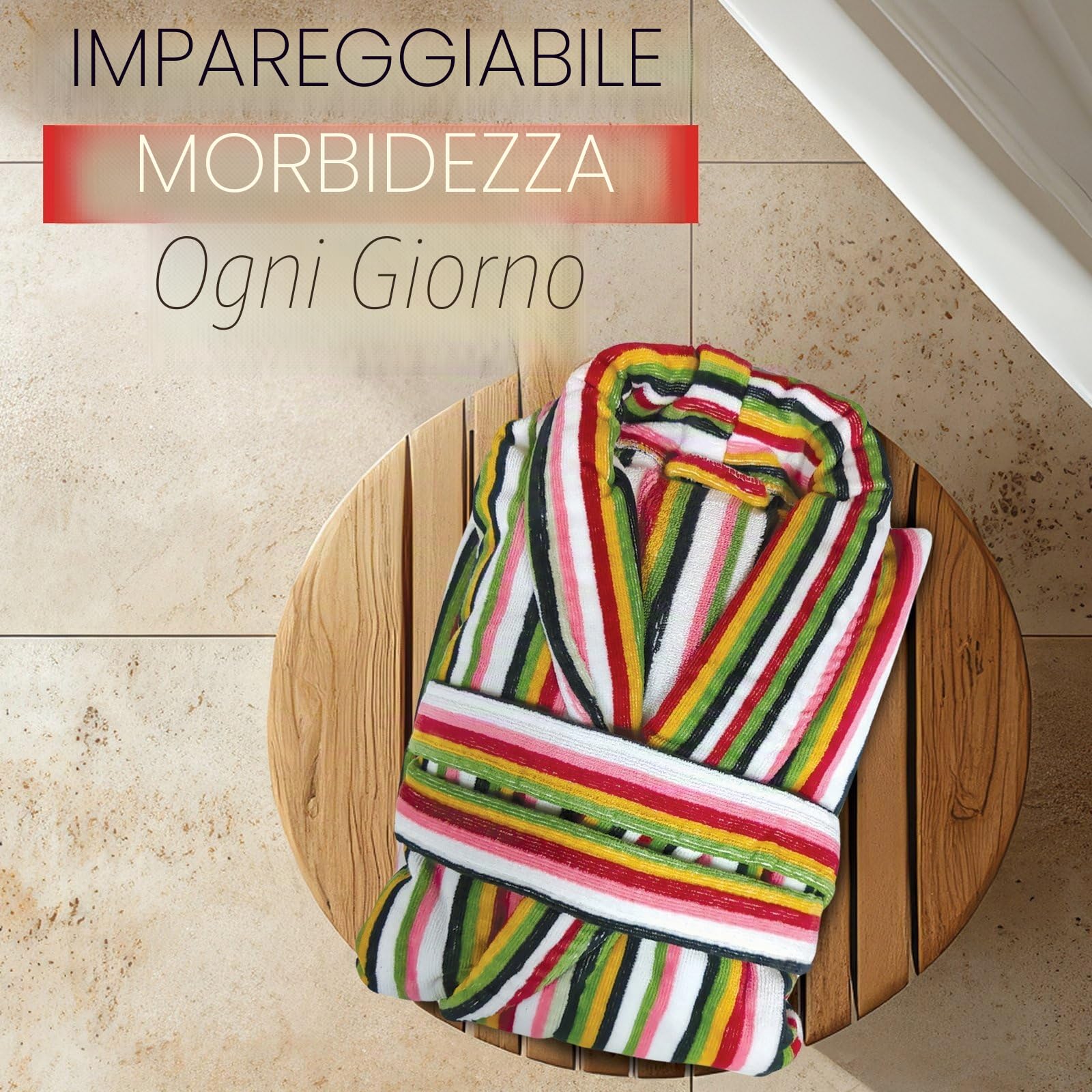 Stars and Stripes Accappatoio di lusso multi colore a righe 100% cotone velluto accappatoio design britannico jacquard tinto filato