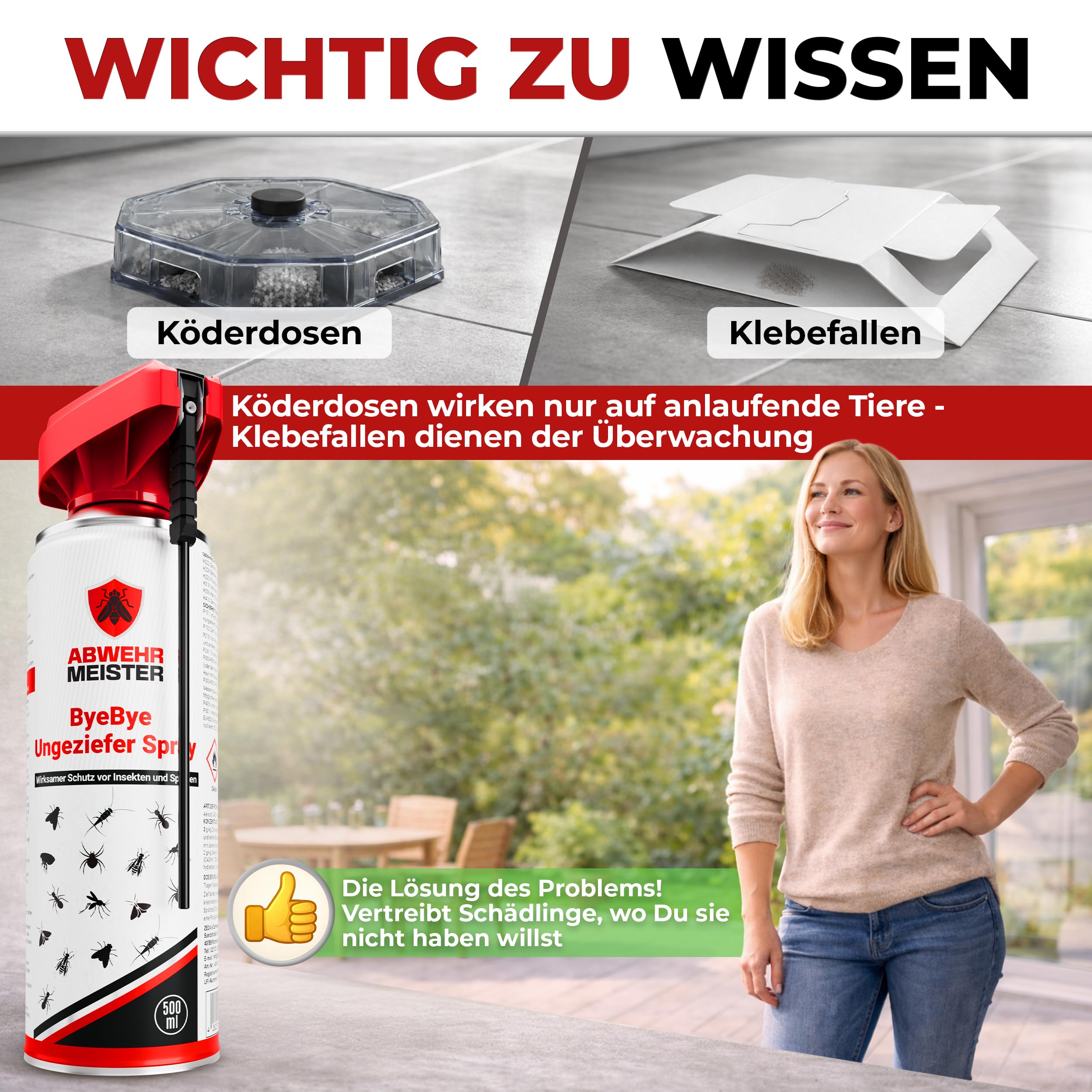 ORIGINAL ByeBye Ungeziefer-Spray [500 ml], Insektenspray mit Sofortwirkung und insektizidfreier AM-Formel zur Abwehr einer Vielzahl von Ungeziefer (PT19)