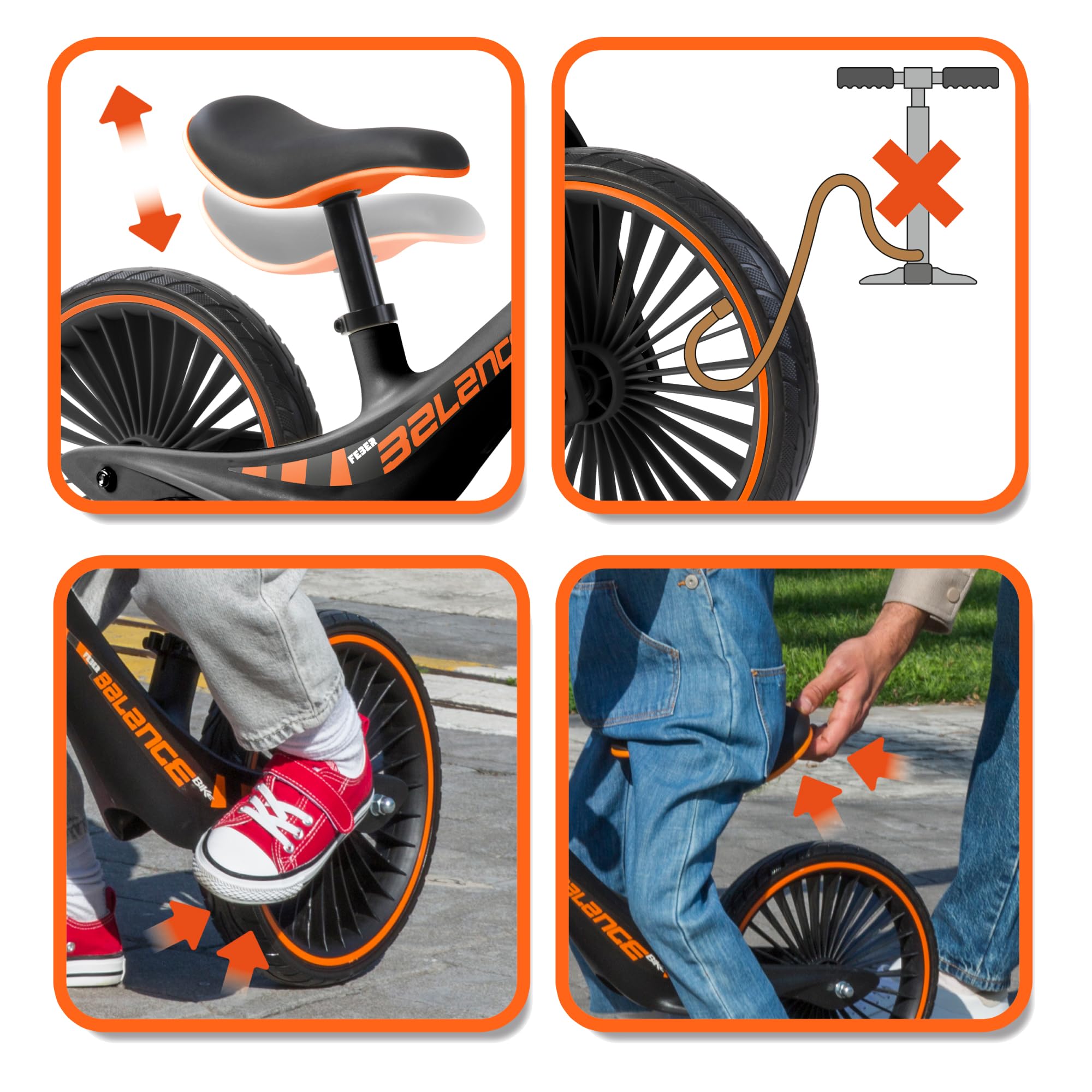 FEBER - Balance Bike, Bicicleta sin Pedales Deportiva, Estructura Ultraligera, Potencia la Coordinación y el Equilibrio, Empuñaduras de Goma con Sillín Ergonómico Ajustable, +2 años, Famosa (FED42000)