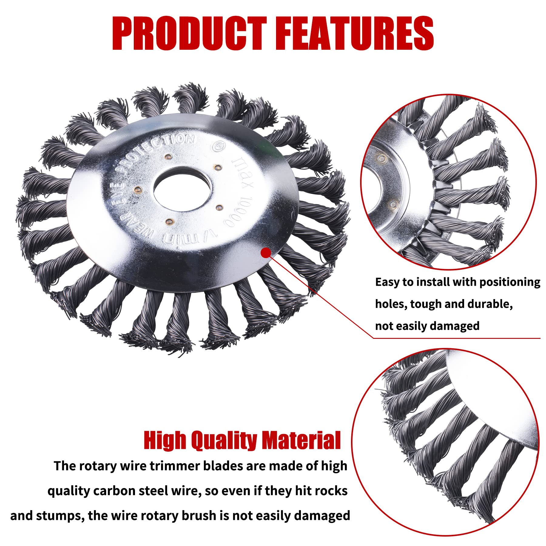 6 Inch Universal Steel Wire Brush Cutter Head - Weed Eater Attachment For Lawn Trimmers, Unbreakable