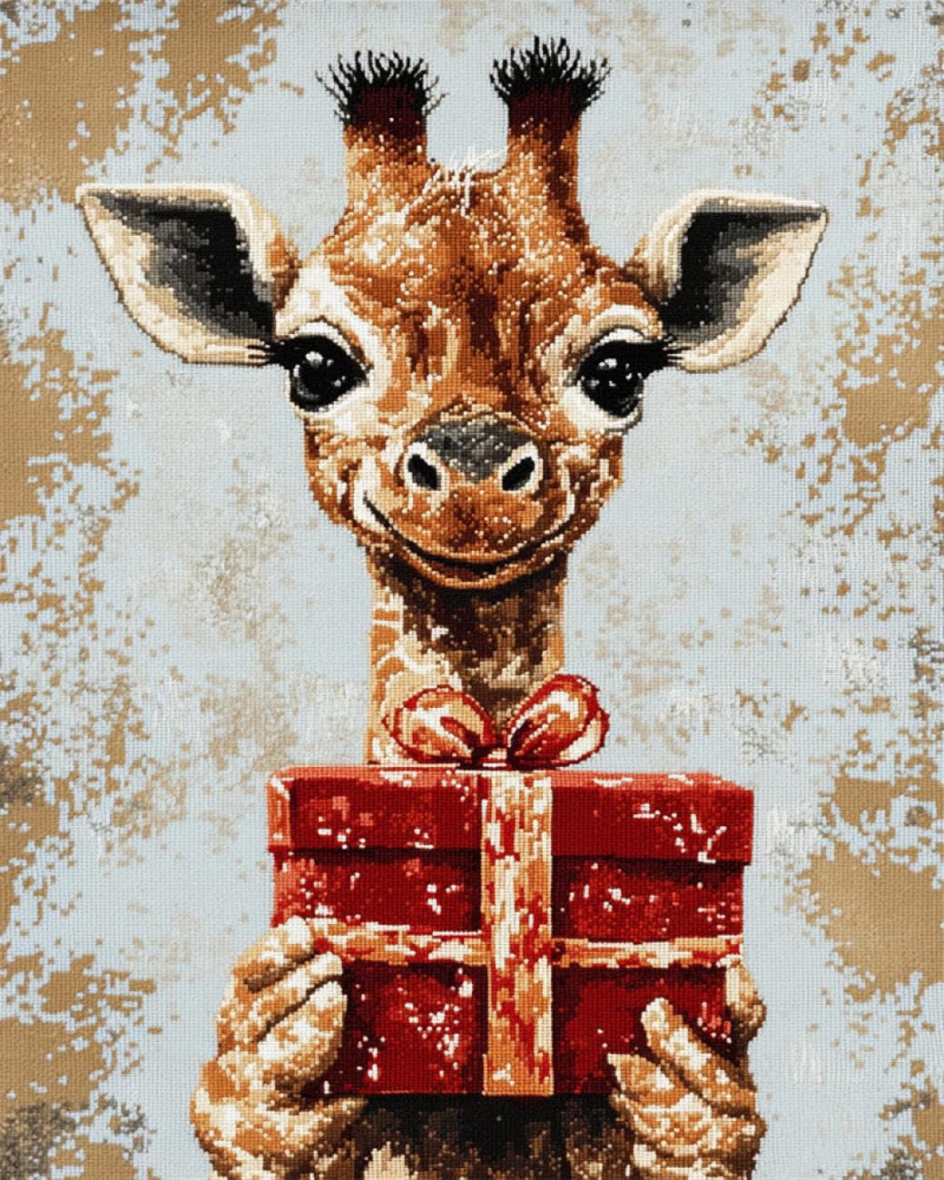 AxiangziK DIY Cross Stitch Kit Cartoon Giraffe 11CT 30x40cm