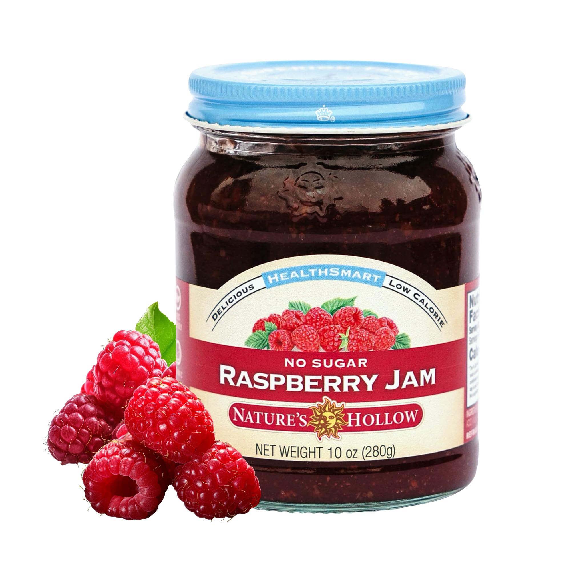 Nature's Hollow Raspberry Jam: Sugar Free Jam and Preserves, Low Cal, Non GMO, Keto Jam, Vegan, Gluten Free, and Diabetic Friendly - Sugar Free Jelly - 10oz
