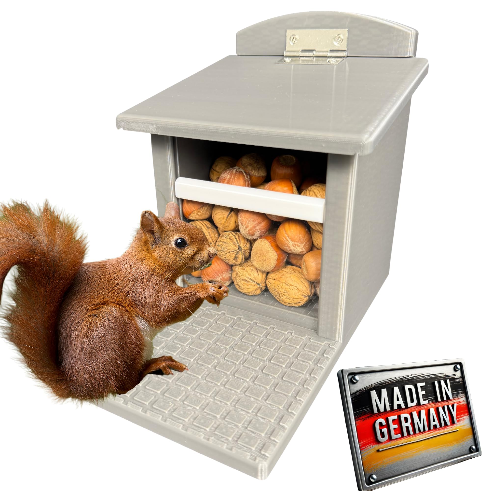 Squirrel Feeder - Completely Weather Resistant, Pet Friendly, Very Durable and Strong (All Grey)
