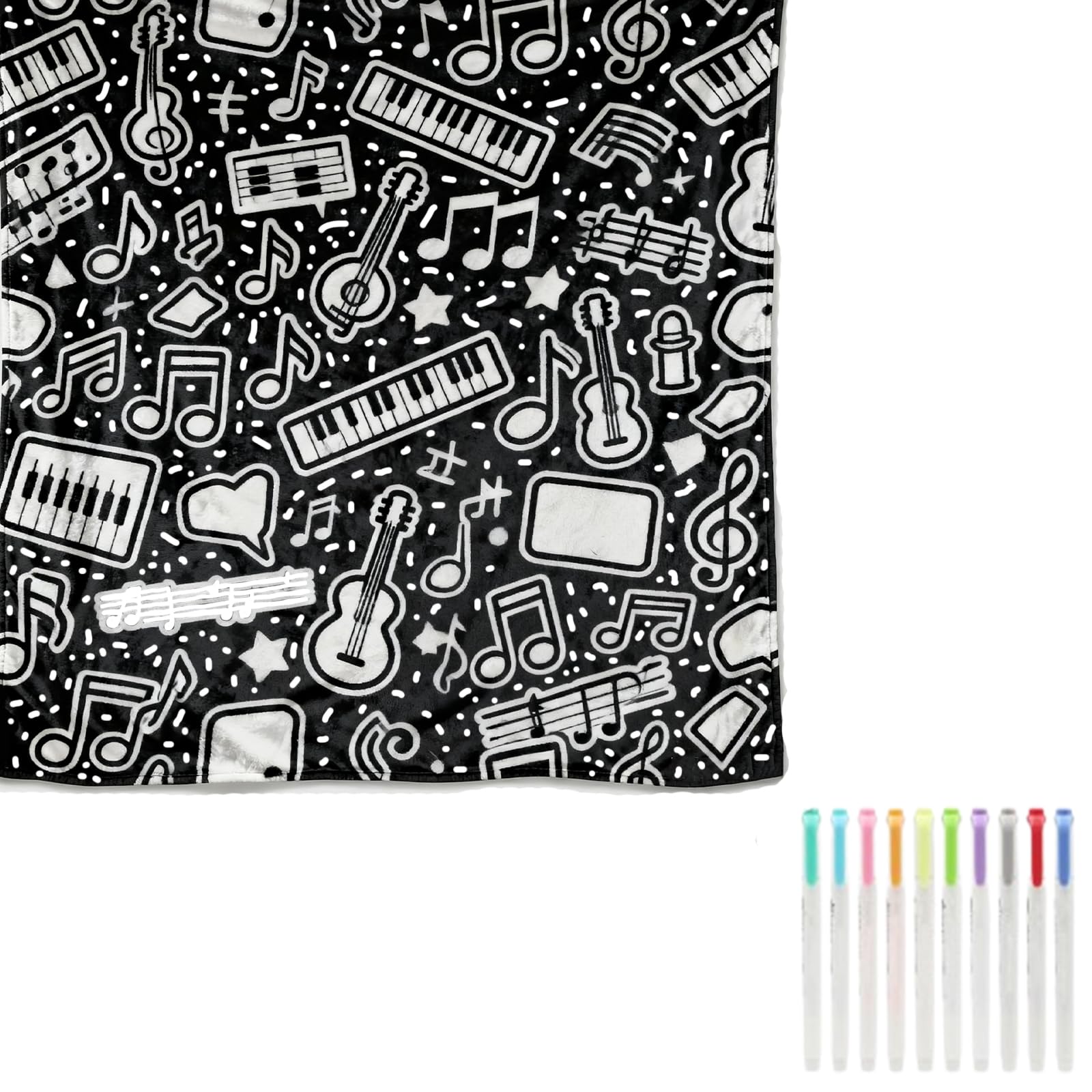 DIY Coloring Blanket,50x60 Inch Creative Art Custom Dyed Fabric Blanket with Colored Pens Personalized Cozy Home Decor (Pattern04)