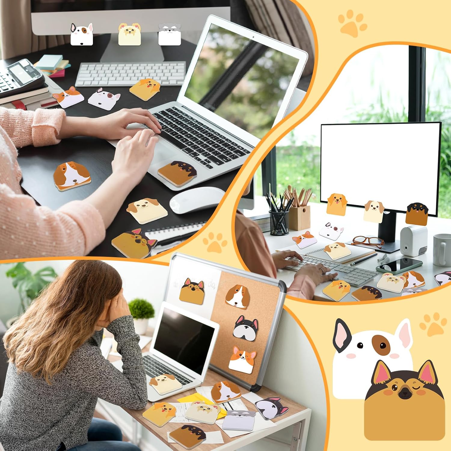Censen 10 Pack 400 Sheets Christmas Sticky Notes Dogs Puppy Sticky Notes Thicken Self Stick Cute Cartoon Animals Memo Pad Adhesive for Christmas Thanksgiving Veterinary Gift Party(Dog Head) - Image 5