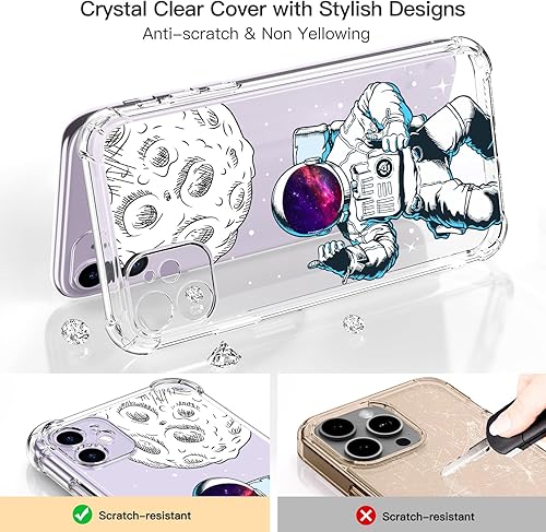 Miniatura 3 de LUXVEER Funda para iPhone 11 con protector de pantalla, elegante diseño floral en TPU suave y transparente, ajuste delgado, funda protectora para