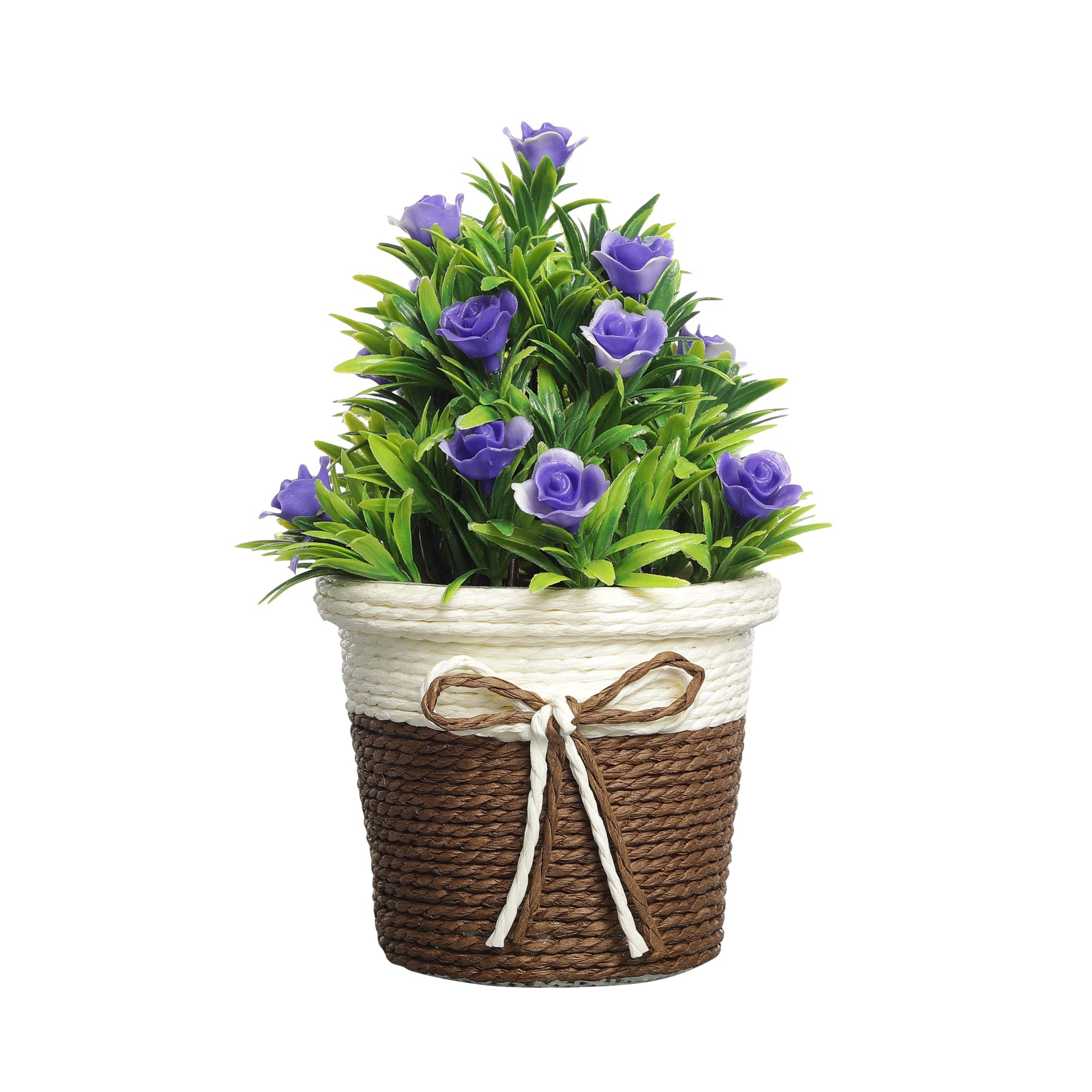 Foliyaj Artificial Plant with Dark Purple Roses for Interior Decor | Faux Plant for Desks, Shelves and Side Tables for Your Home and Office | Fake Plants for Indoor Decoration