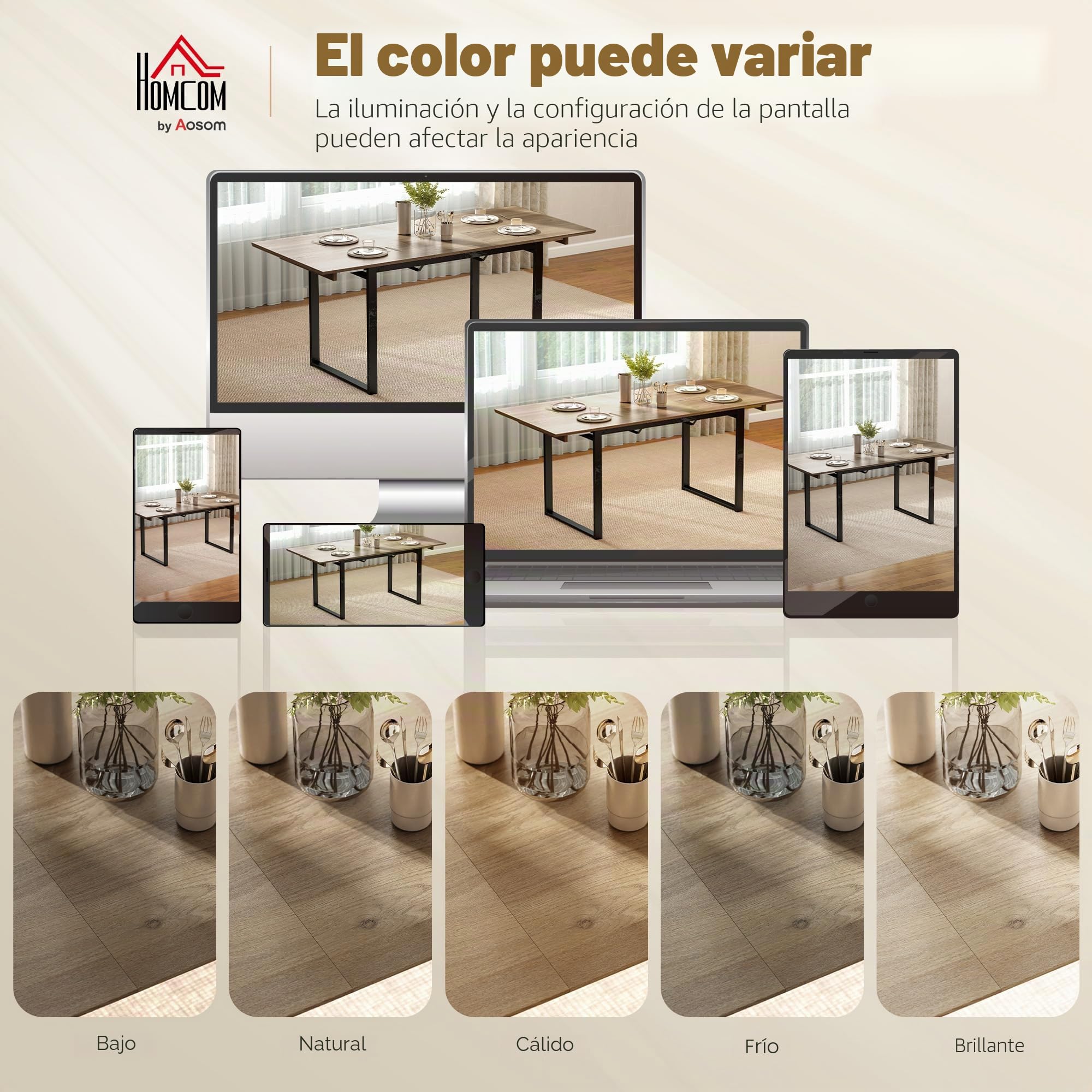 HOMCOM Mesa de Comedor Extensible para 6-8 Personas 140/180x80cm Natural