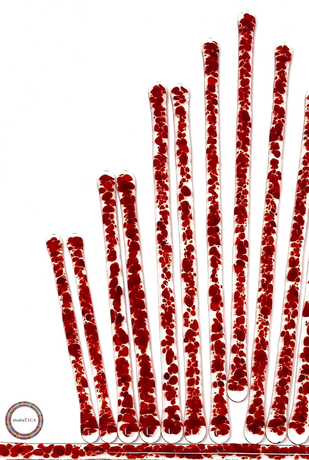 Handmade Glass Swizzle Sticks: Dragon's Breath (Glass Art Collection) - 7.25 inch stirrer for Coffee Tea and Mugs - Set of 4 with Gift Box by studioTica